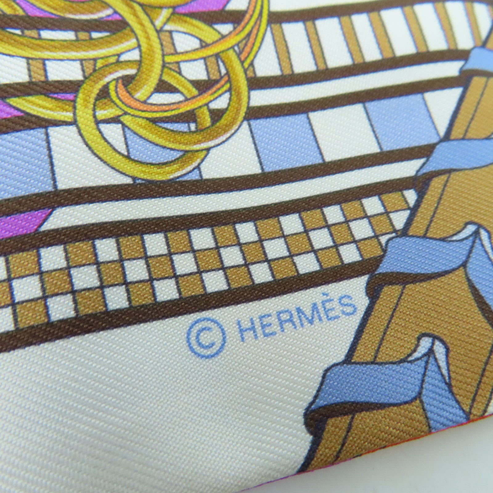 HERMES 絲質Twilly絲巾藍色紫色