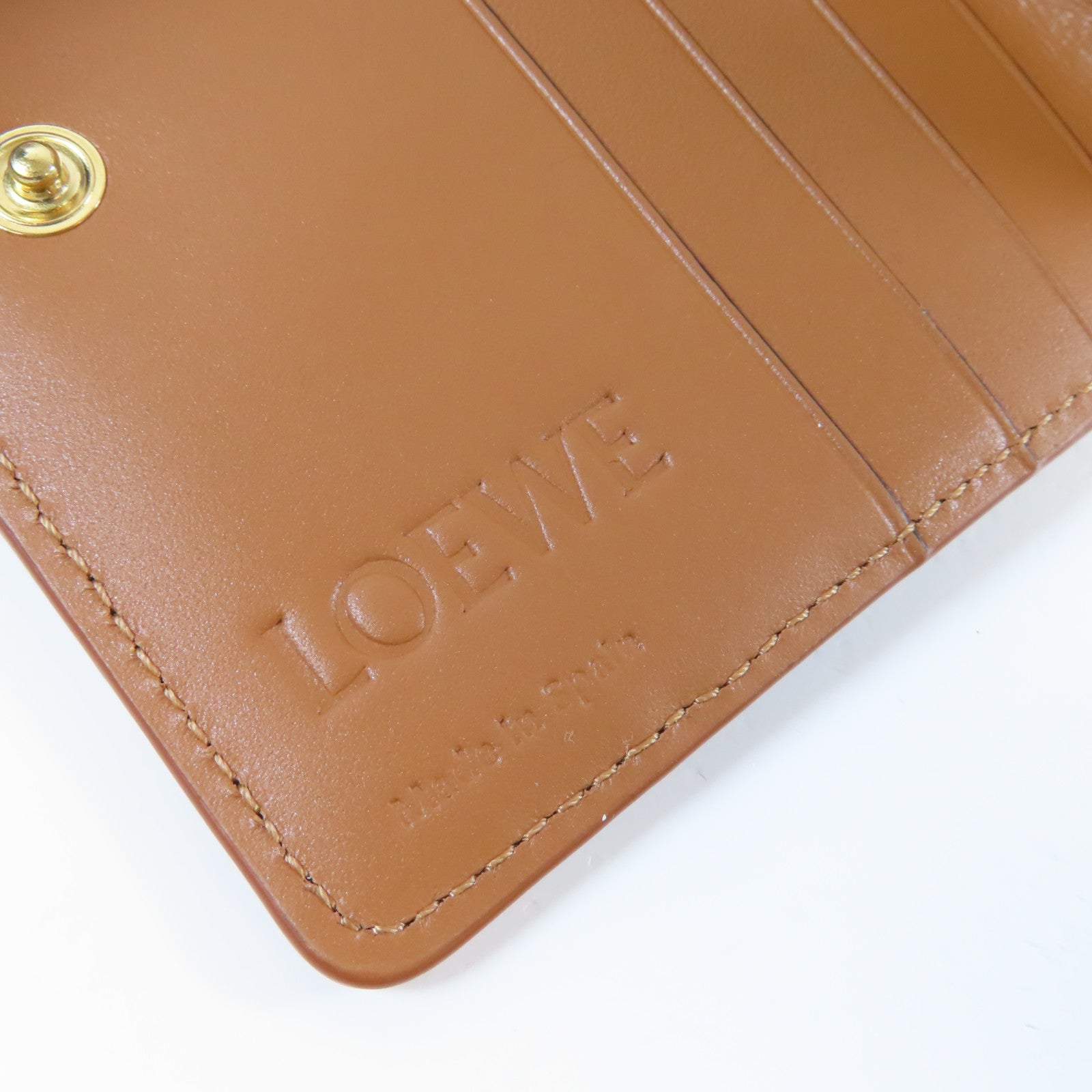 LOEWE 牛皮皮革Puzzle Zip Wallet金扣錢包灰色/啡色