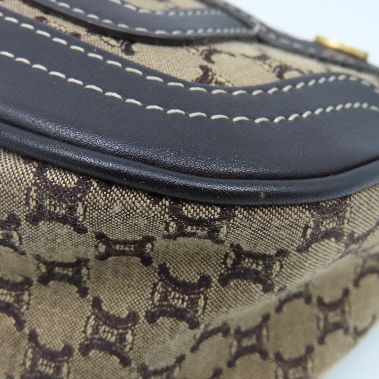 CELINE 帆布Handbag金扣手挽袋啡色