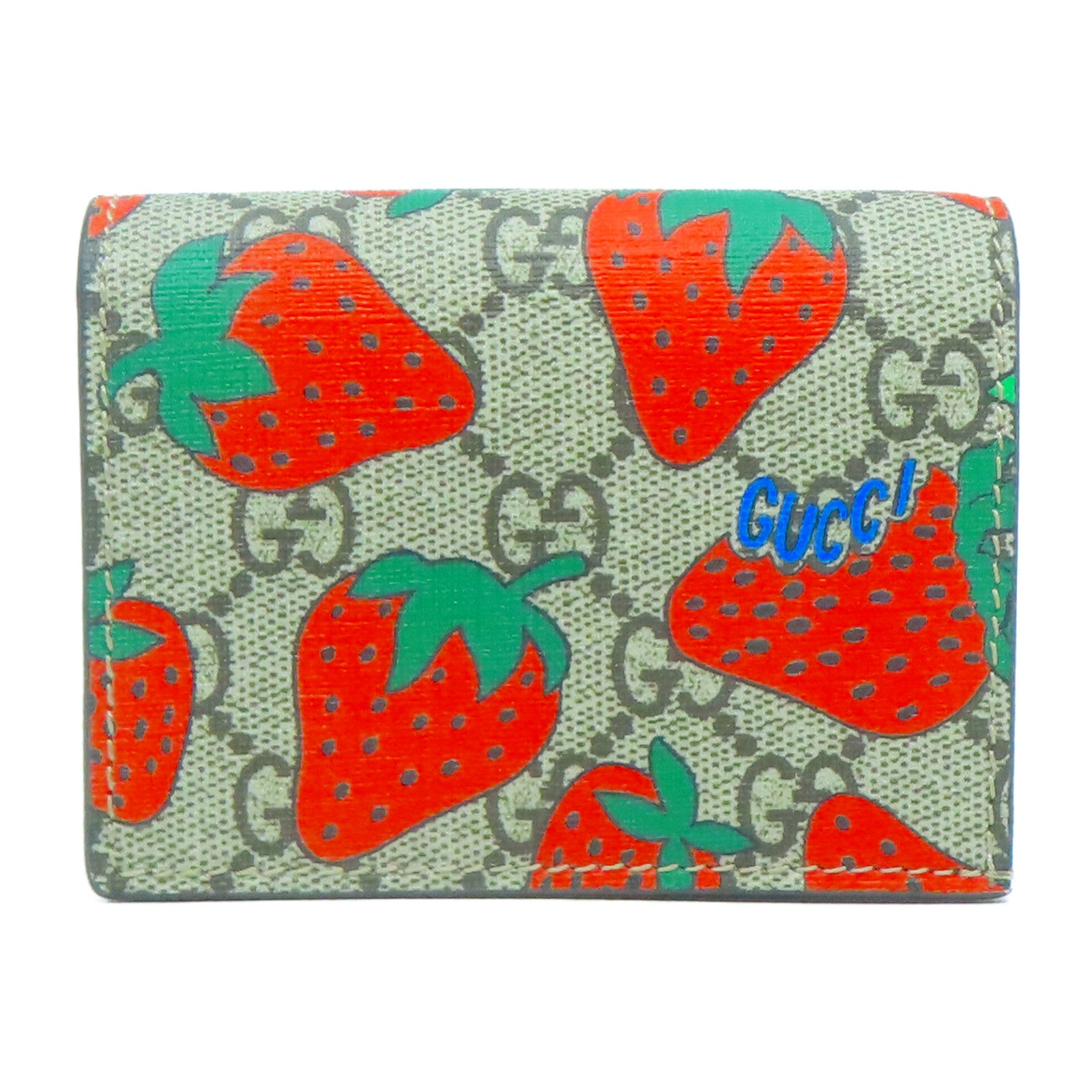 GUCCI 塗層帆布Wallet金扣錢包粉紅色/啡色