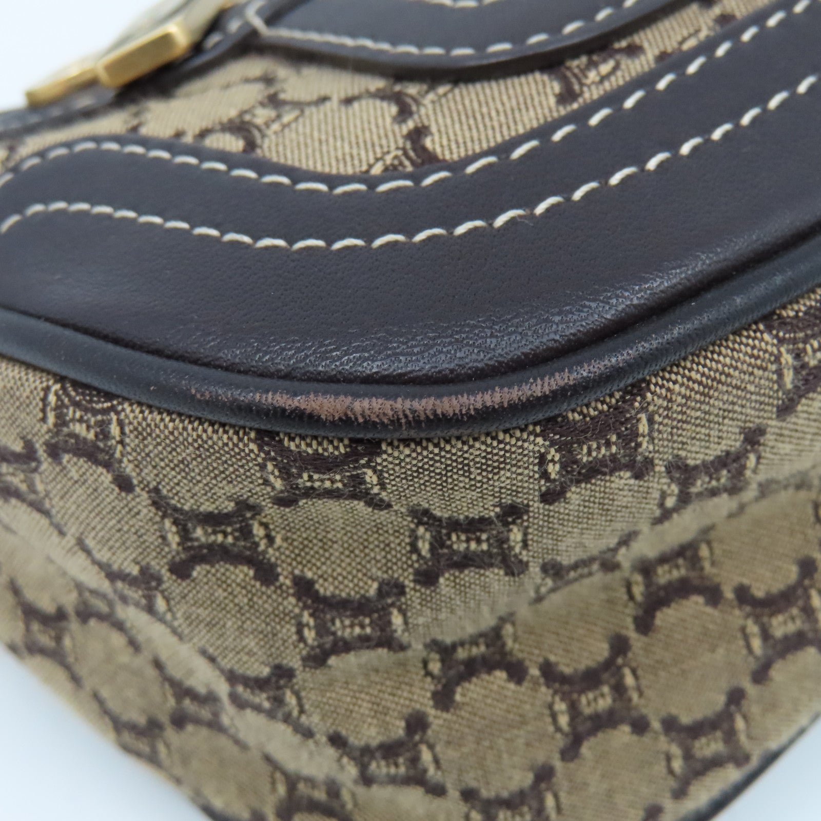 CELINE 帆布Handbag金扣手挽袋啡色