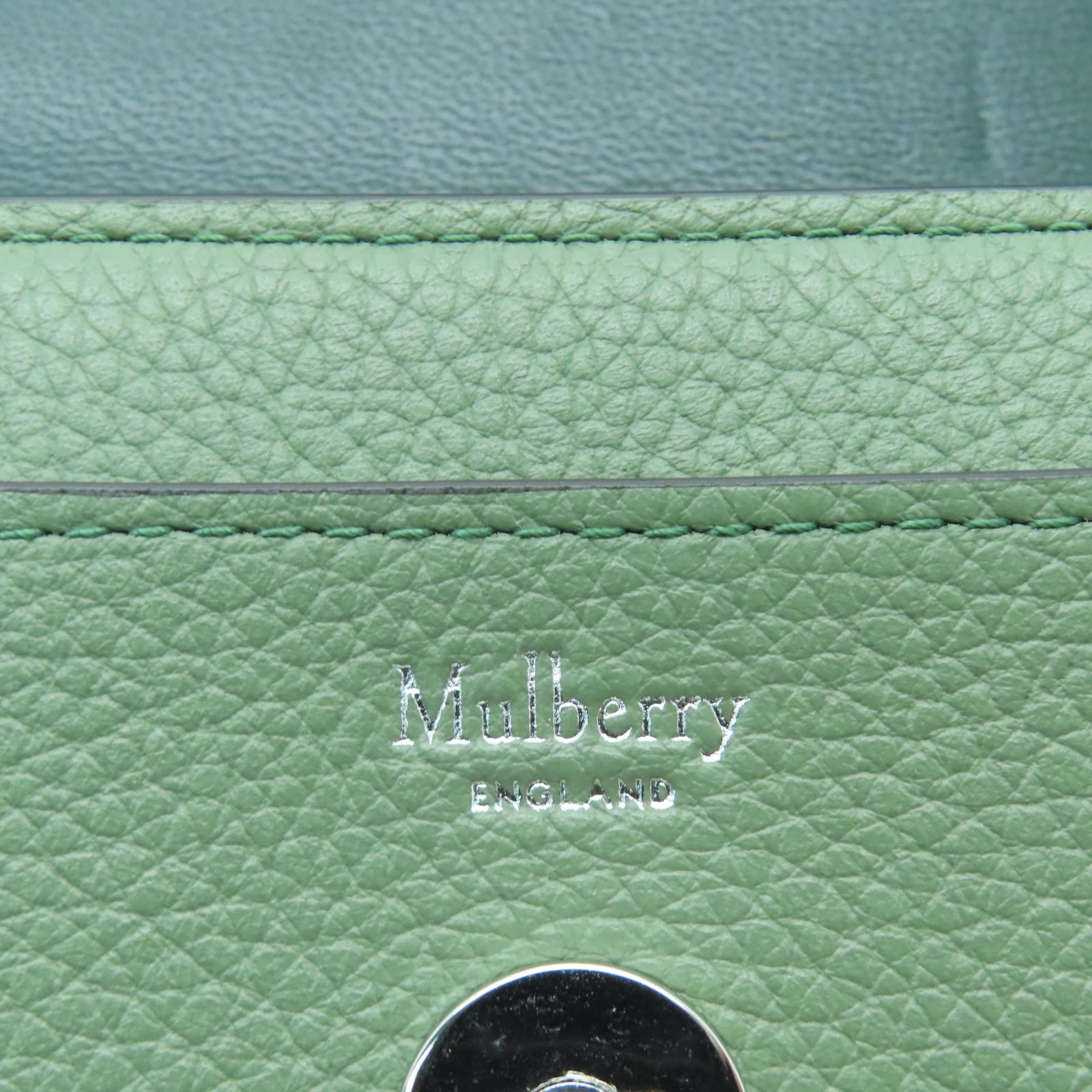 MULBERRY 牛皮皮革Medium Darley Wallet銀扣錢包綠色