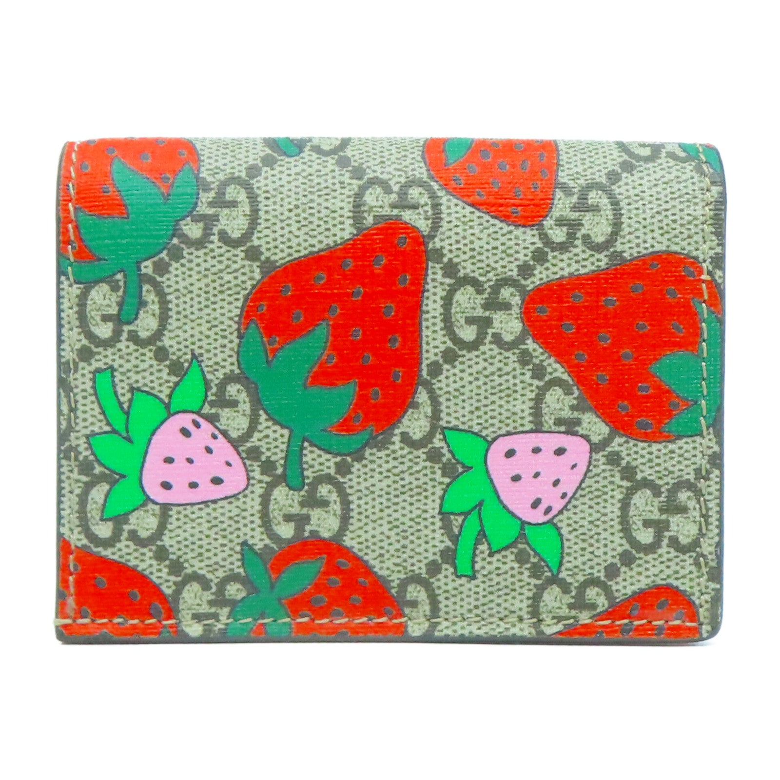 GUCCI 塗層帆布Wallet金扣錢包粉紅色/啡色