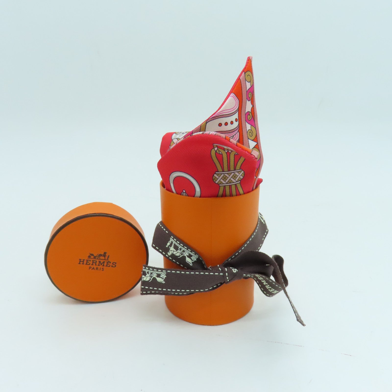 HERMES 絲質Twilly絲巾紅色