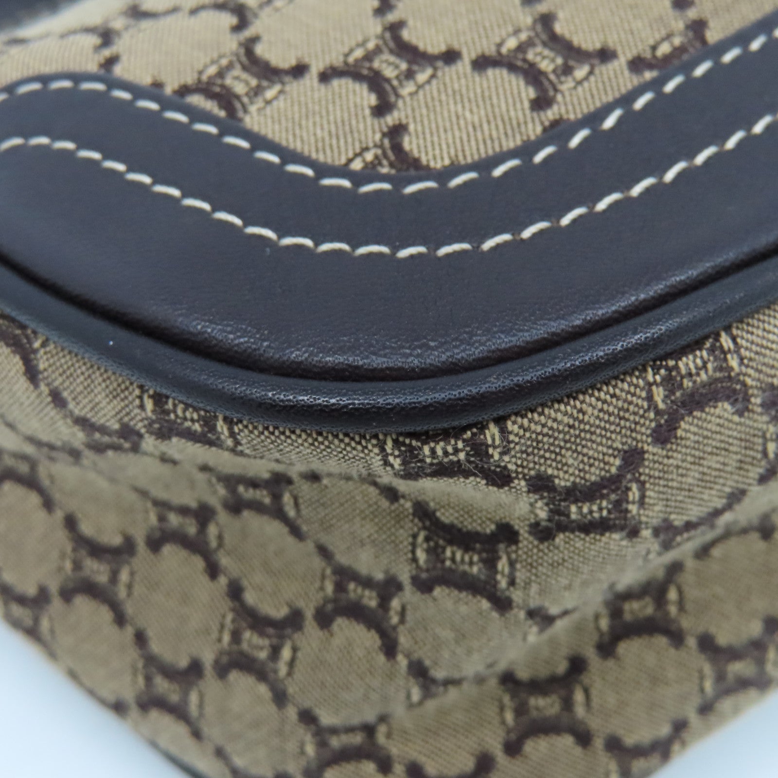 CELINE 帆布Handbag金扣手挽袋啡色