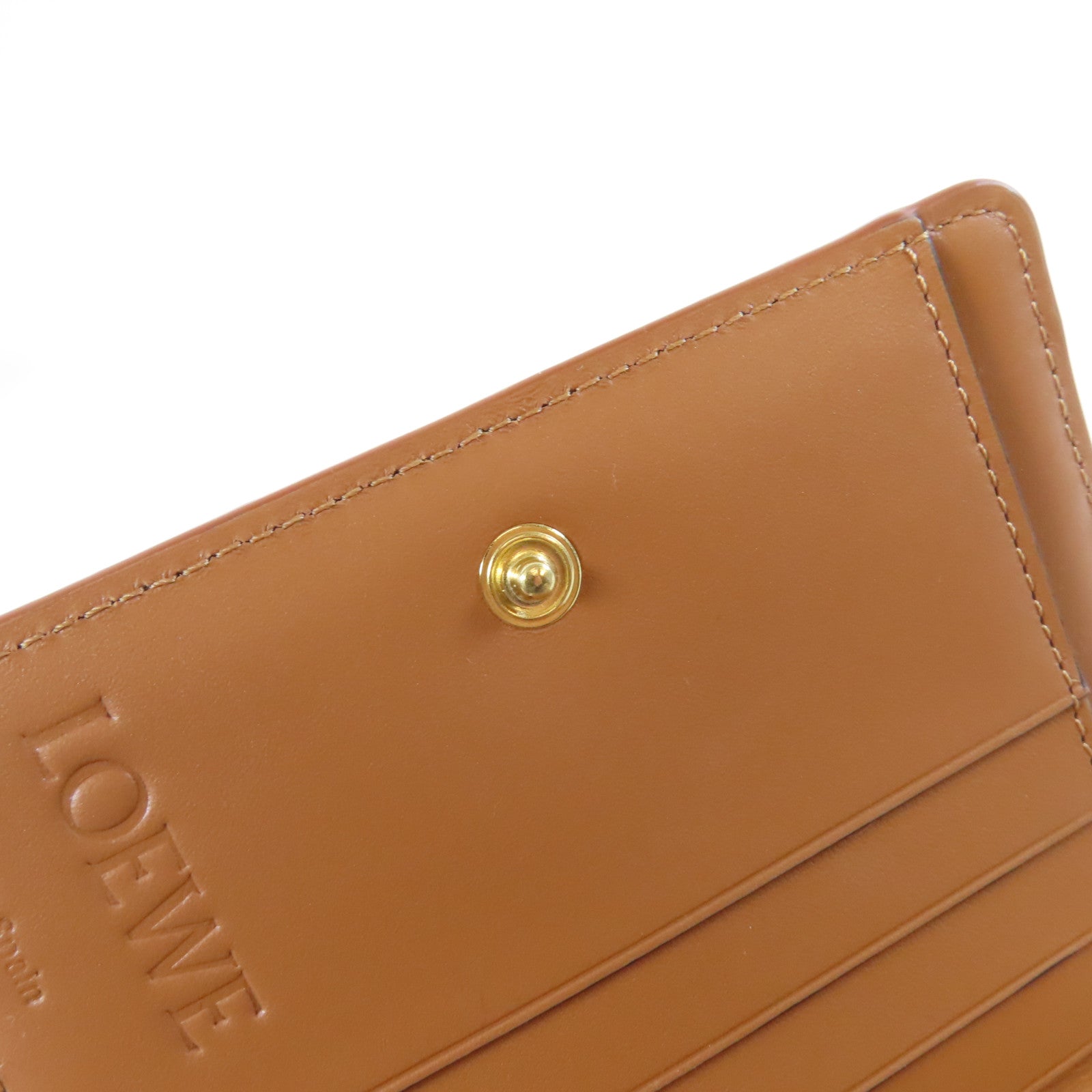 LOEWE 牛皮皮革Puzzle Zip Wallet金扣錢包灰色/啡色