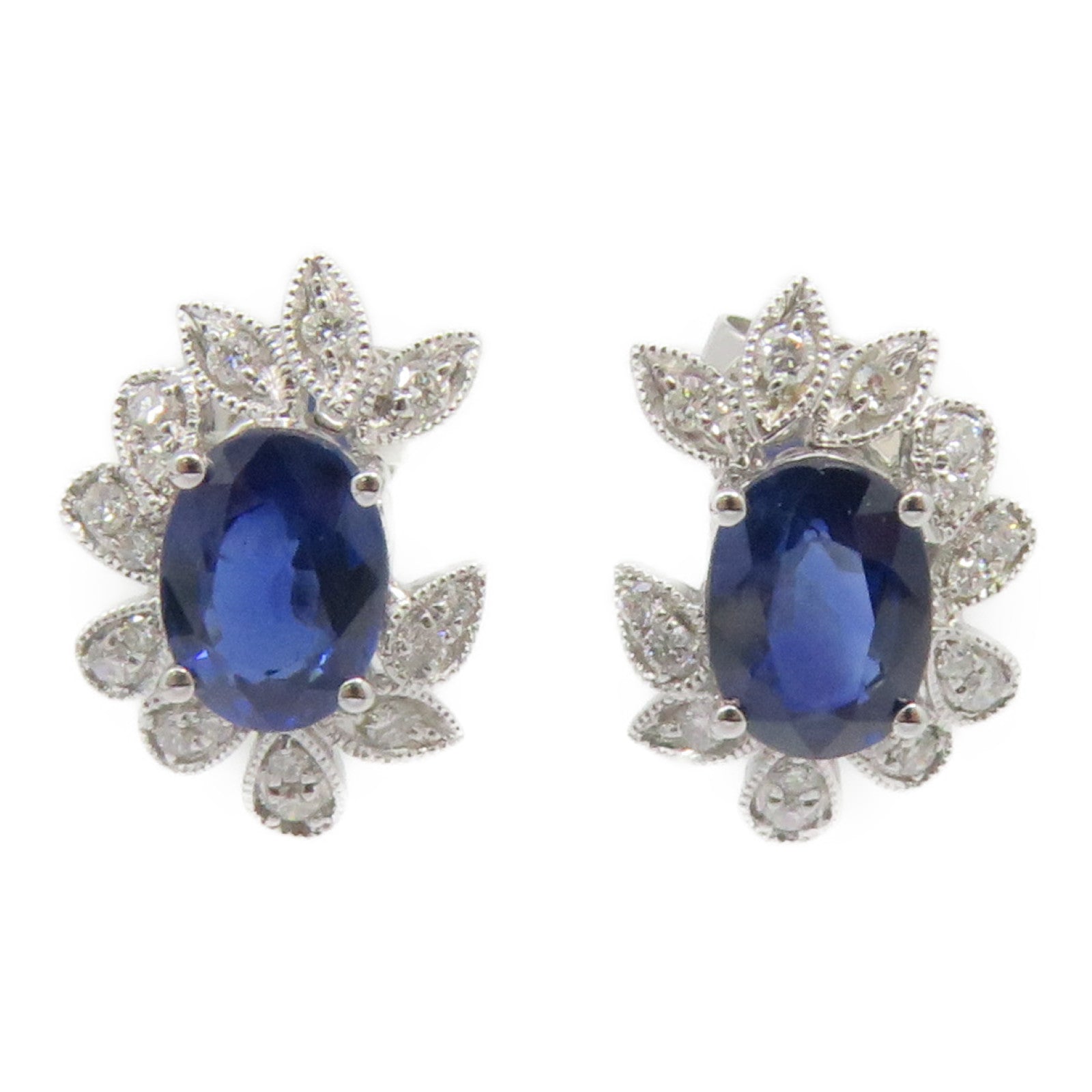 JEWELRY 【激減優惠】18K白金Sapphire Earrings 1.91ct藍寶石/0.192ct鑽石耳環