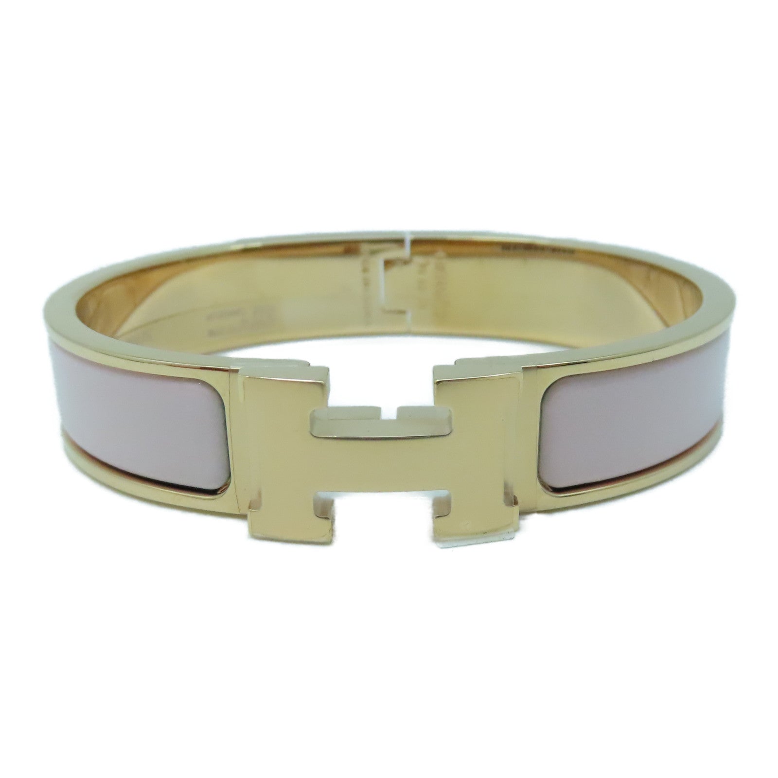 HERMES 金屬Clic H Bracelet金扣手鐲粉紅色