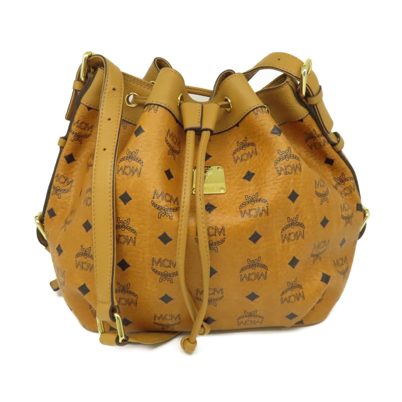 MCM 牛皮皮革Shoulder Bag金扣肩背袋啡色