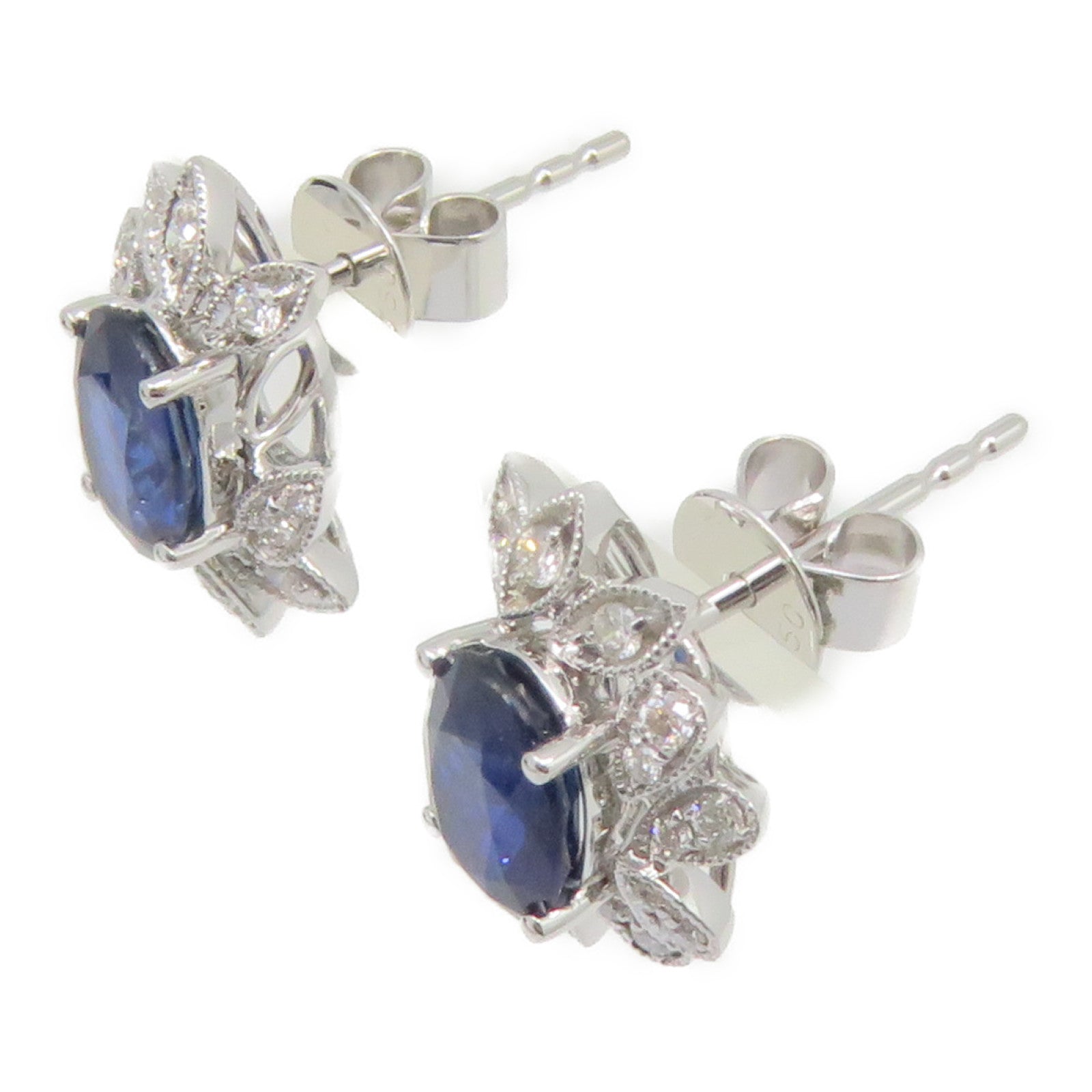 JEWELRY 【激減優惠】18K白金Sapphire Earrings 1.91ct藍寶石/0.192ct鑽石耳環
