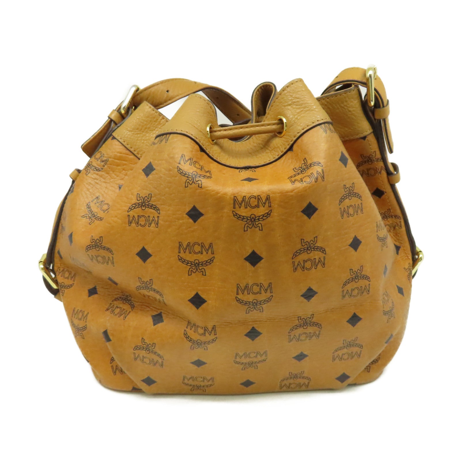 MCM 牛皮皮革Shoulder Bag金扣肩背袋啡色