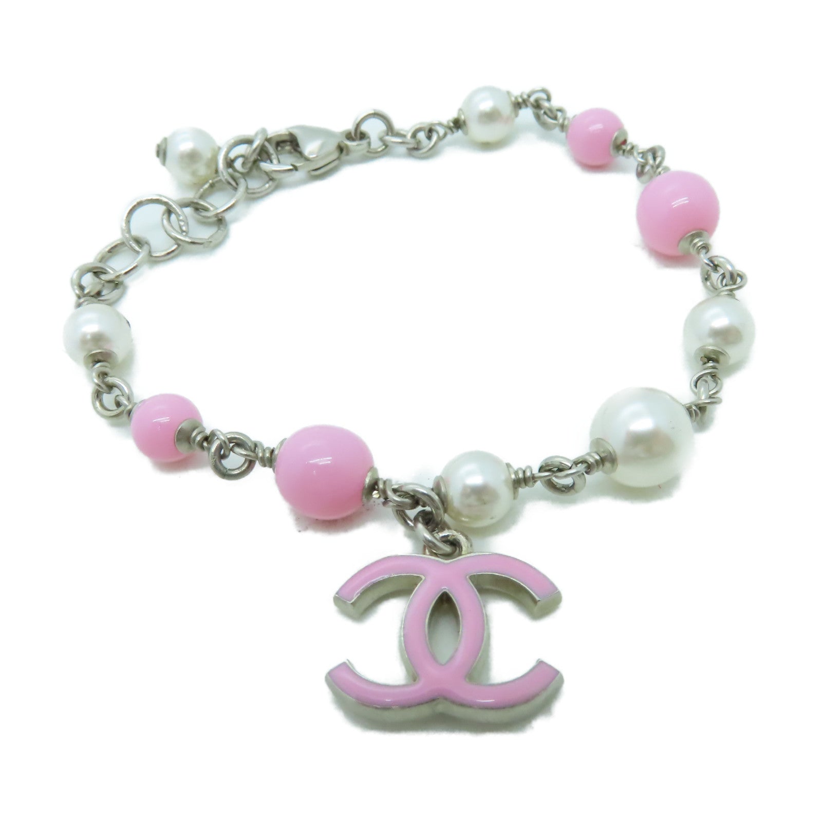 CHANEL 金屬Bracelet手鏈粉紅色/白色