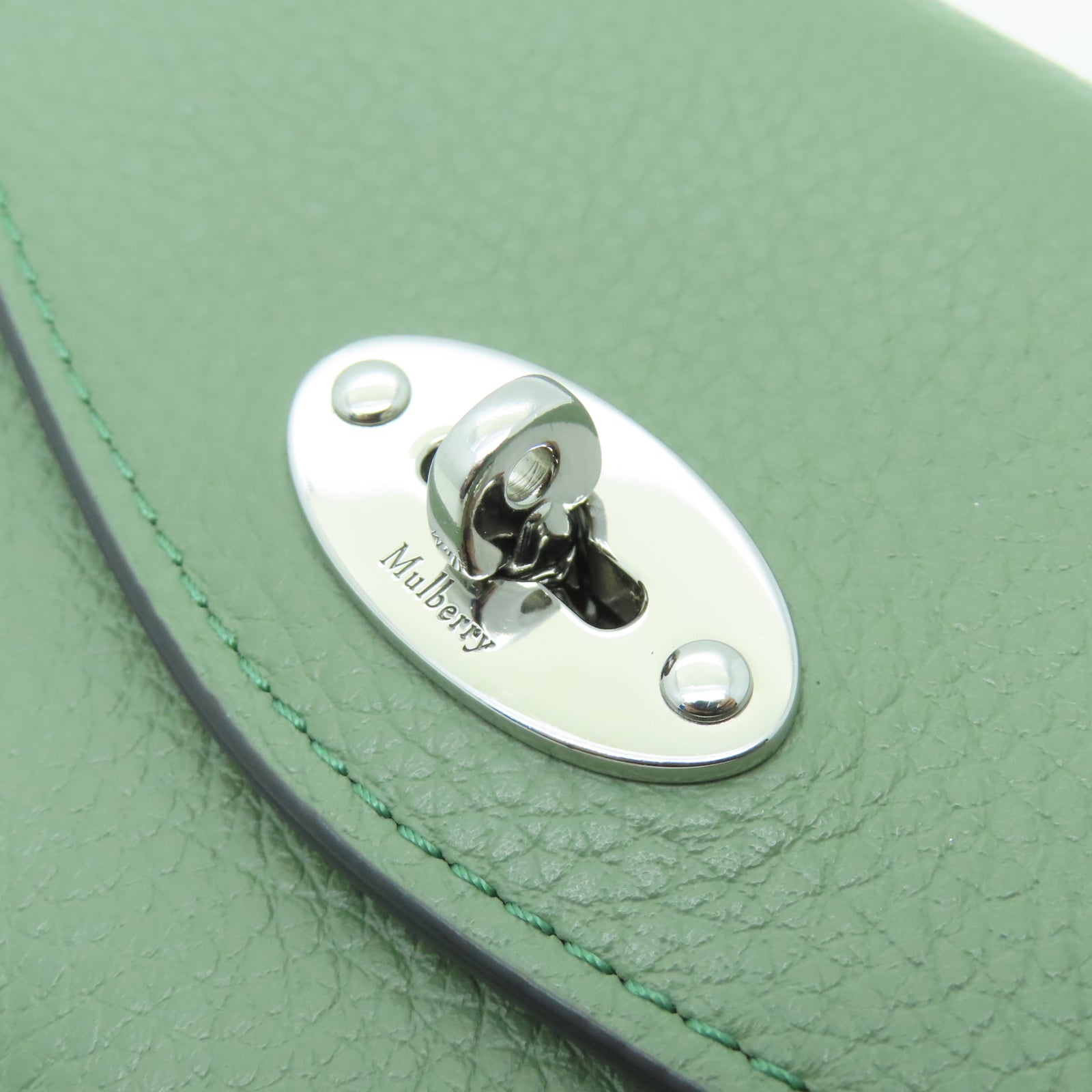 MULBERRY 牛皮皮革Medium Darley Wallet銀扣錢包綠色