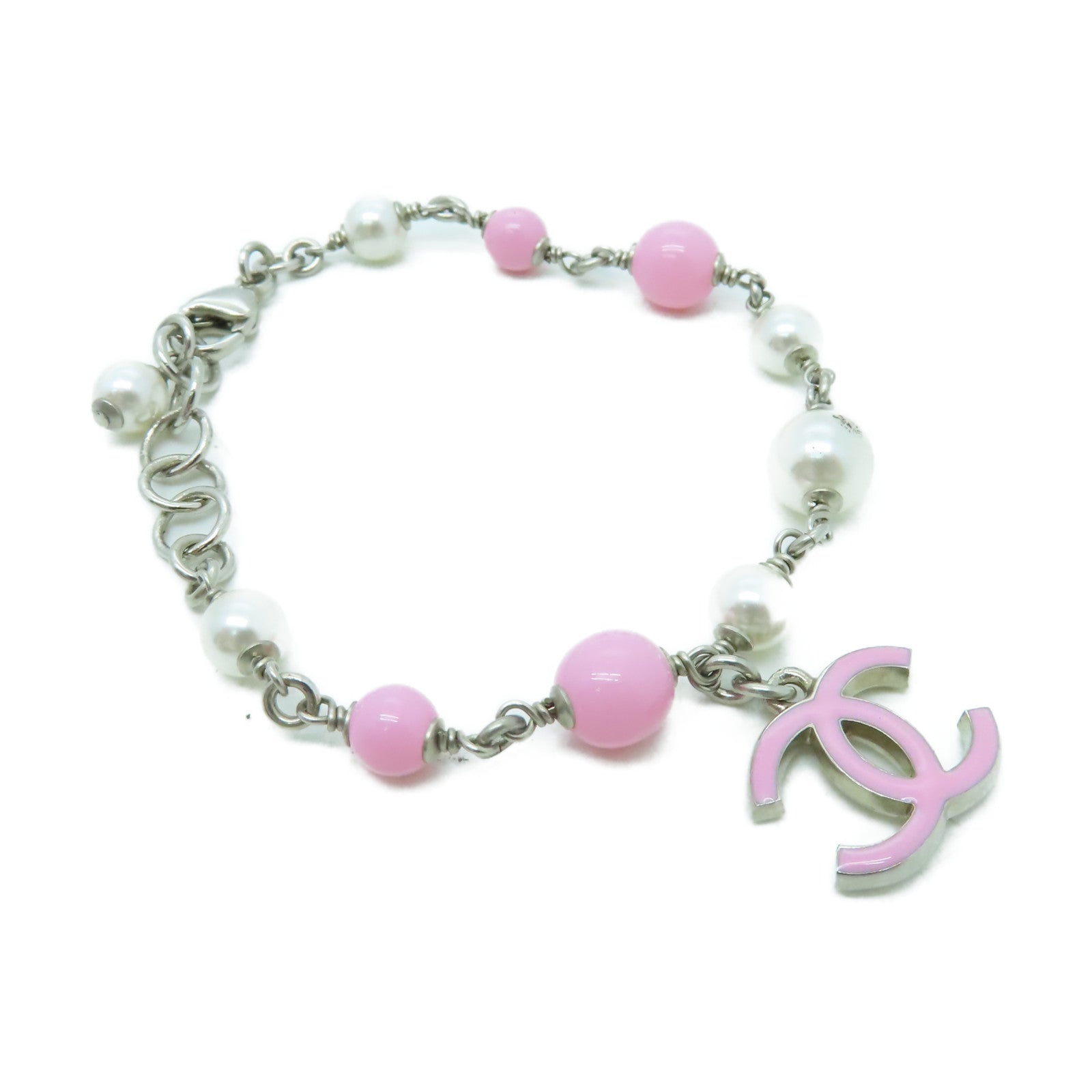 CHANEL 金屬Bracelet手鏈粉紅色/白色