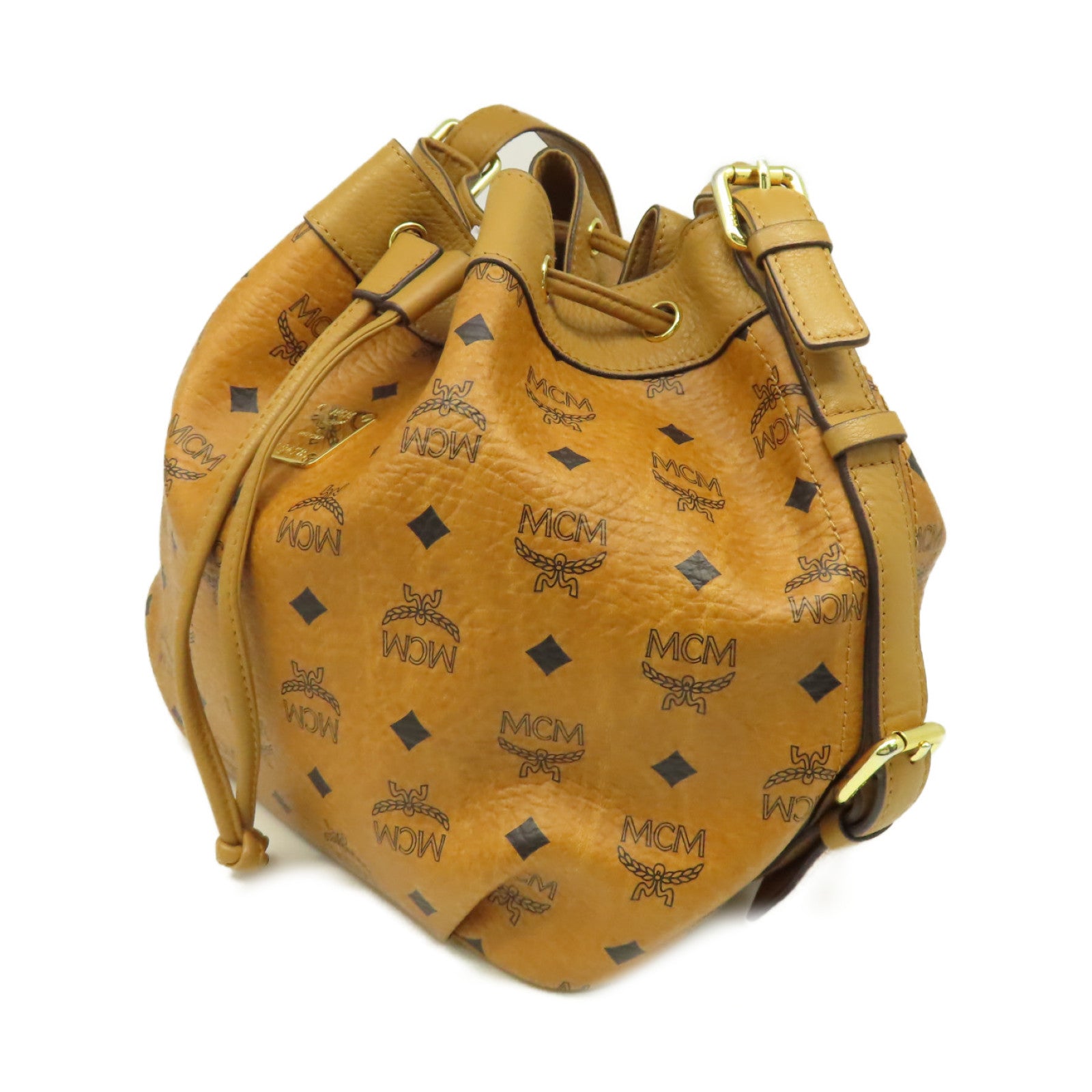 MCM 牛皮皮革Shoulder Bag金扣肩背袋啡色