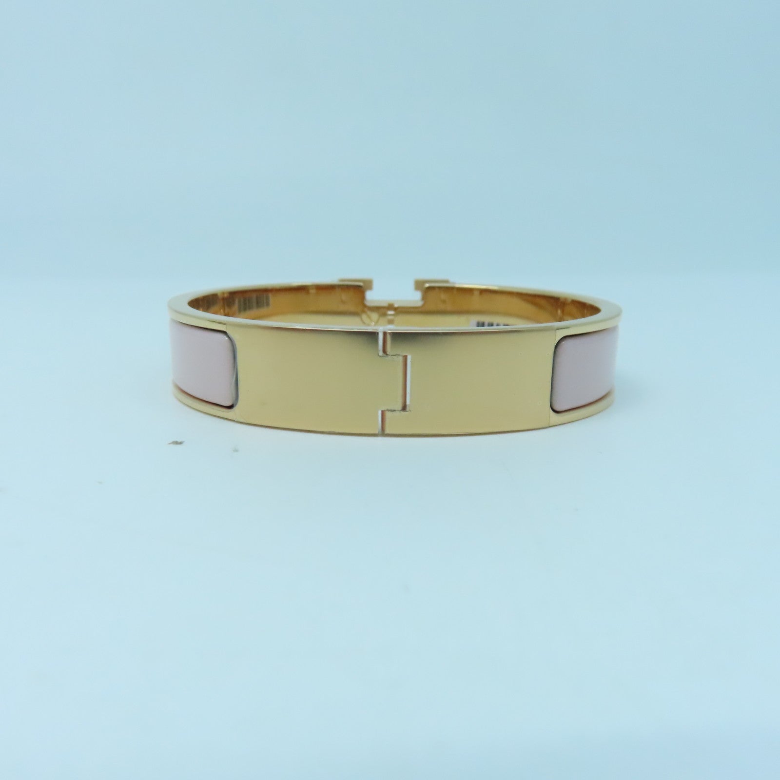 HERMES 金屬Clic H Bracelet金扣手鐲粉紅色
