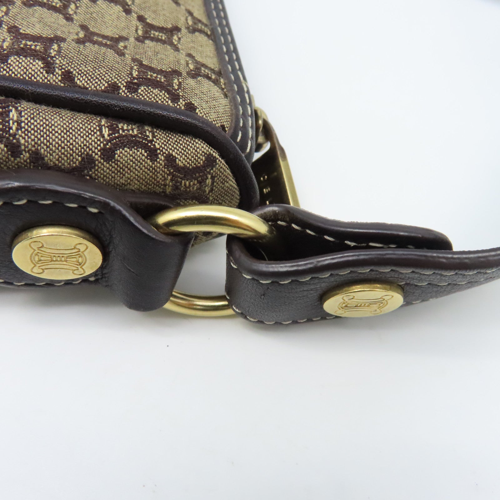 CELINE 帆布Handbag金扣手挽袋啡色
