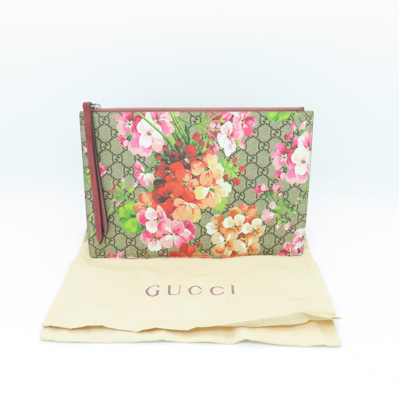 GUCCI 塗層皮革Clutch Bag銀扣手拿包紅色/多色