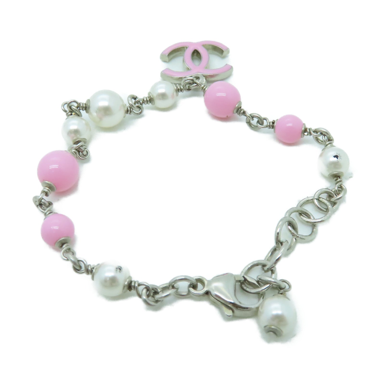 CHANEL 金屬Bracelet手鏈粉紅色/白色