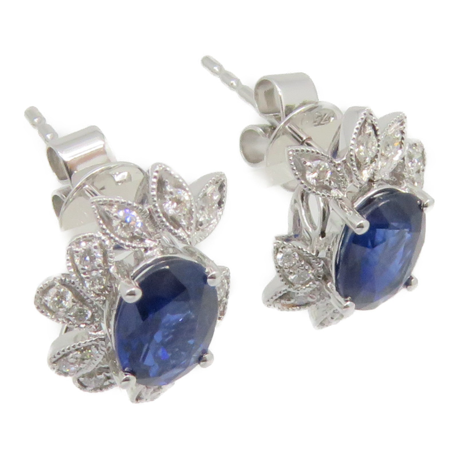JEWELRY 【激減優惠】18K白金Sapphire Earrings 1.91ct藍寶石/0.192ct鑽石耳環