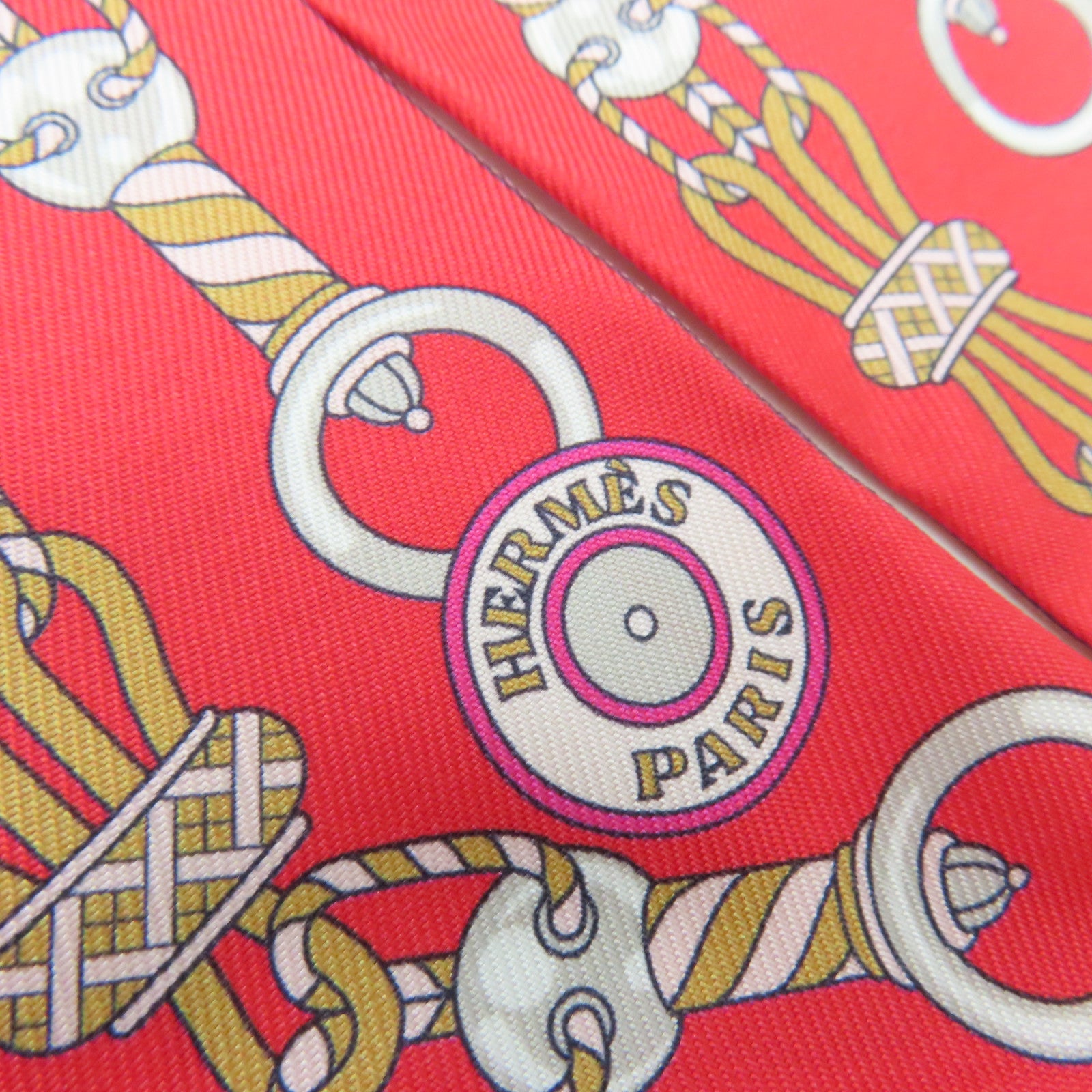 HERMES 絲質Twilly絲巾紅色