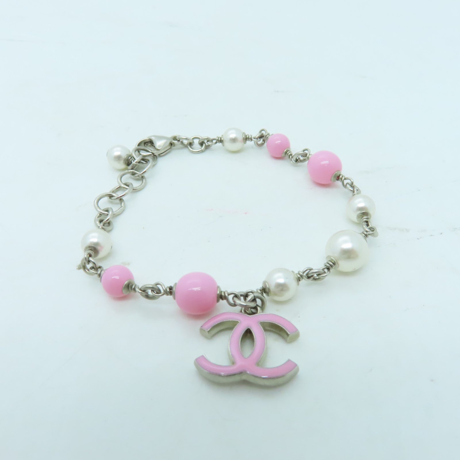 CHANEL 金屬Bracelet手鏈粉紅色/白色