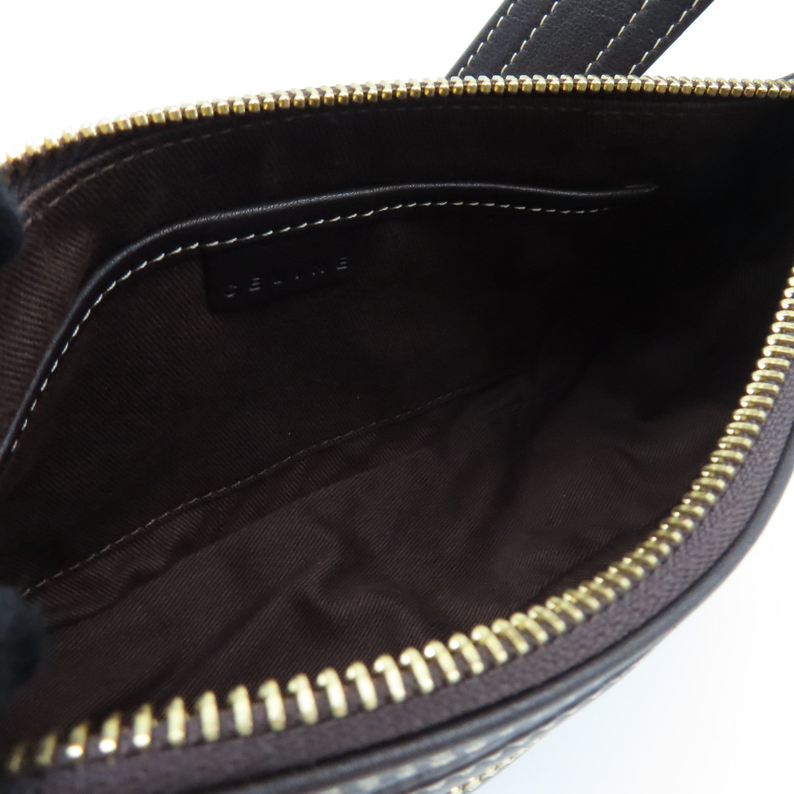 CELINE 帆布Handbag金扣手挽袋啡色