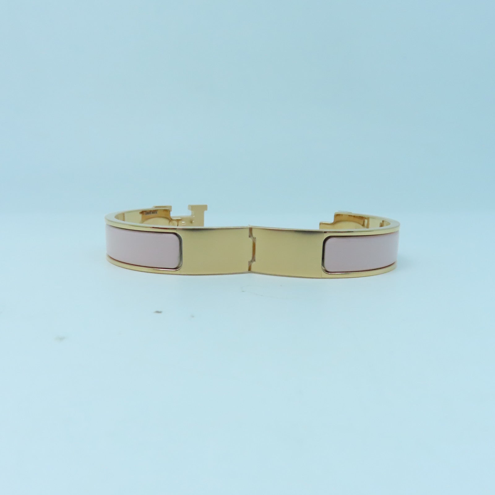 HERMES 金屬Clic H Bracelet金扣手鐲粉紅色