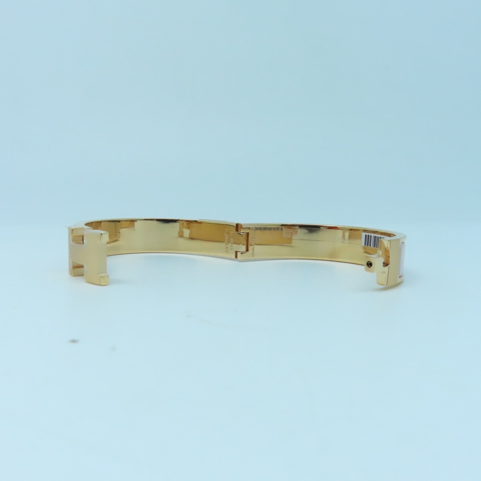 HERMES 金屬Clic H Bracelet金扣手鐲粉紅色