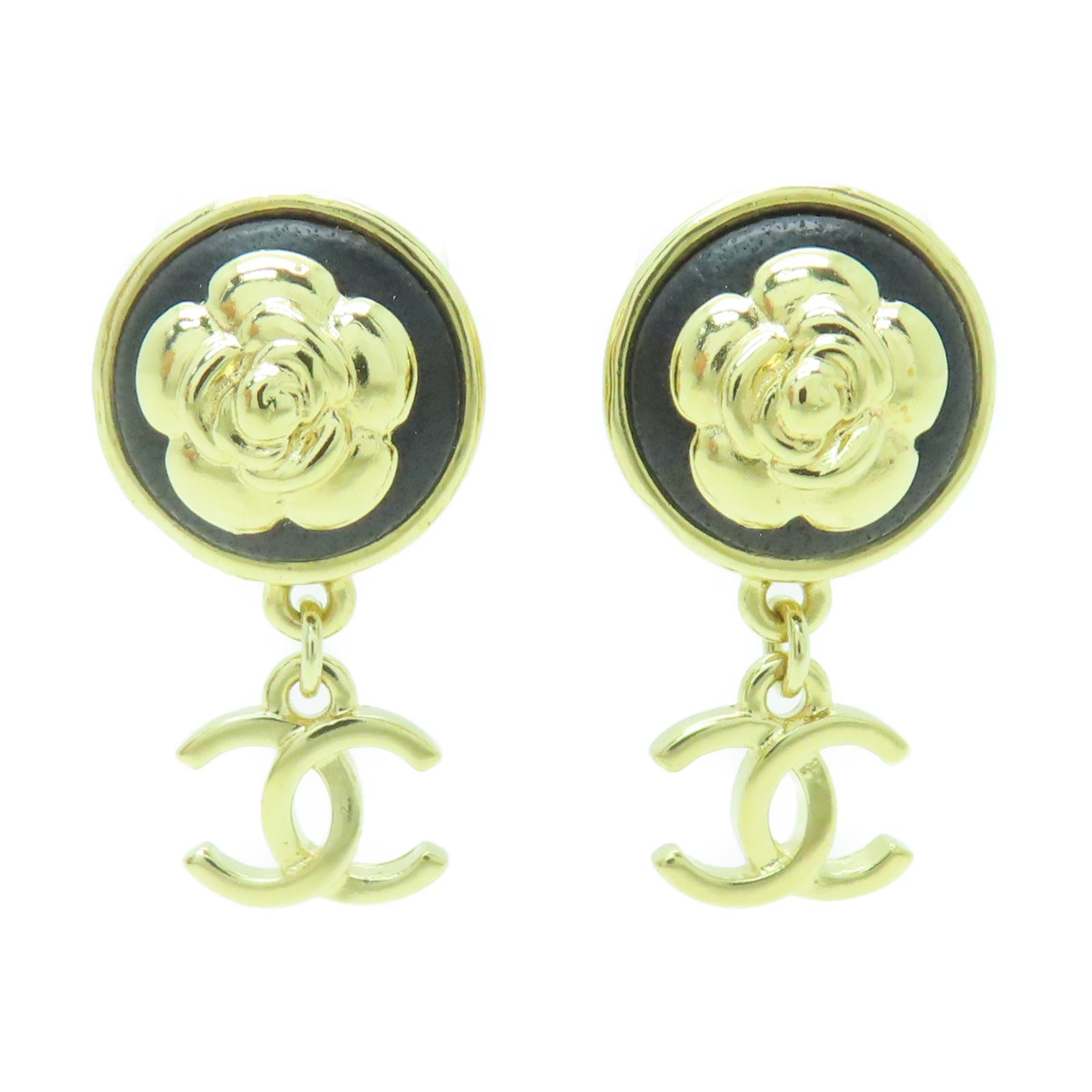 CHANEL 金屬Earrings耳環黑色/金色