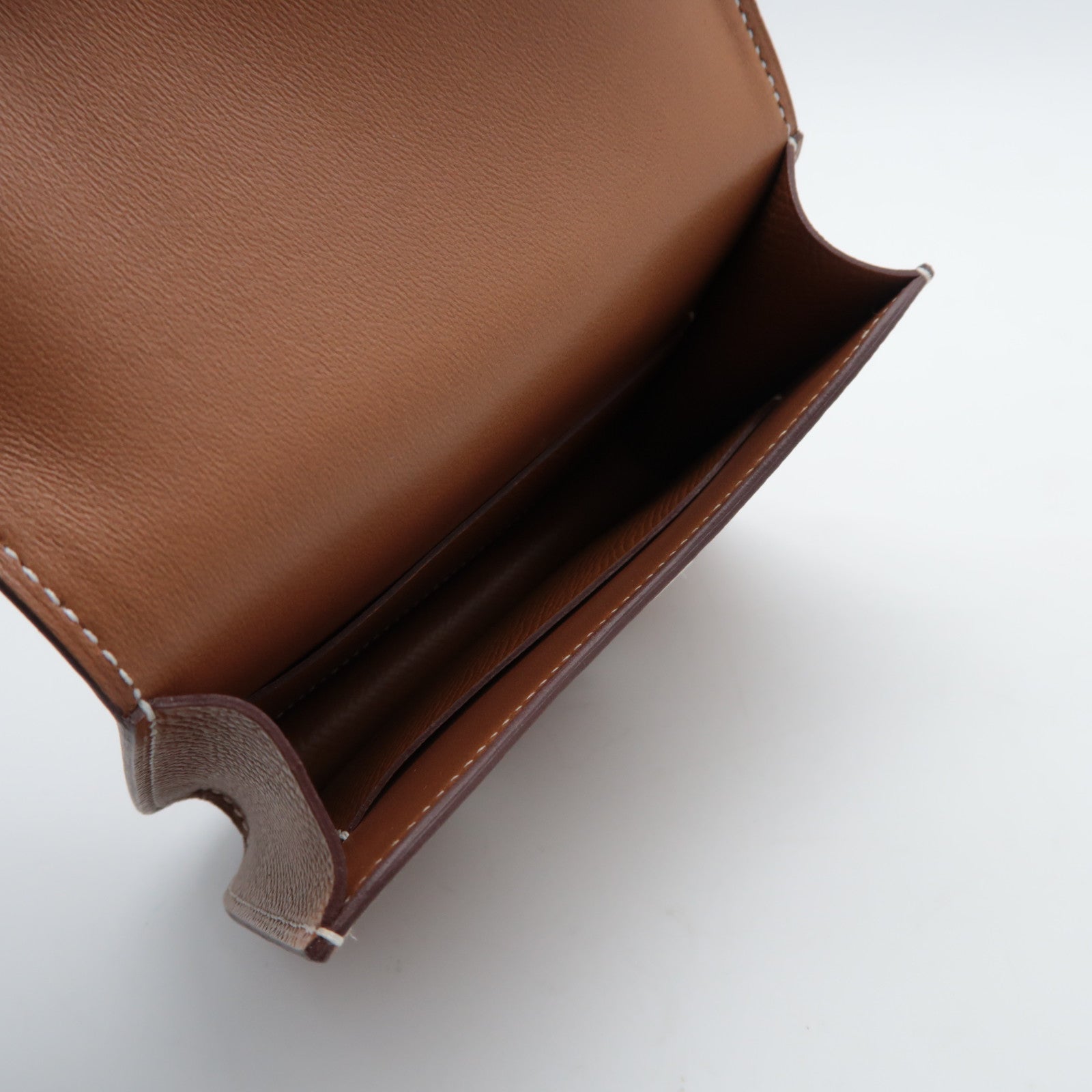 HERMES Epsom皮革Constance Slim銀扣錢包啡色