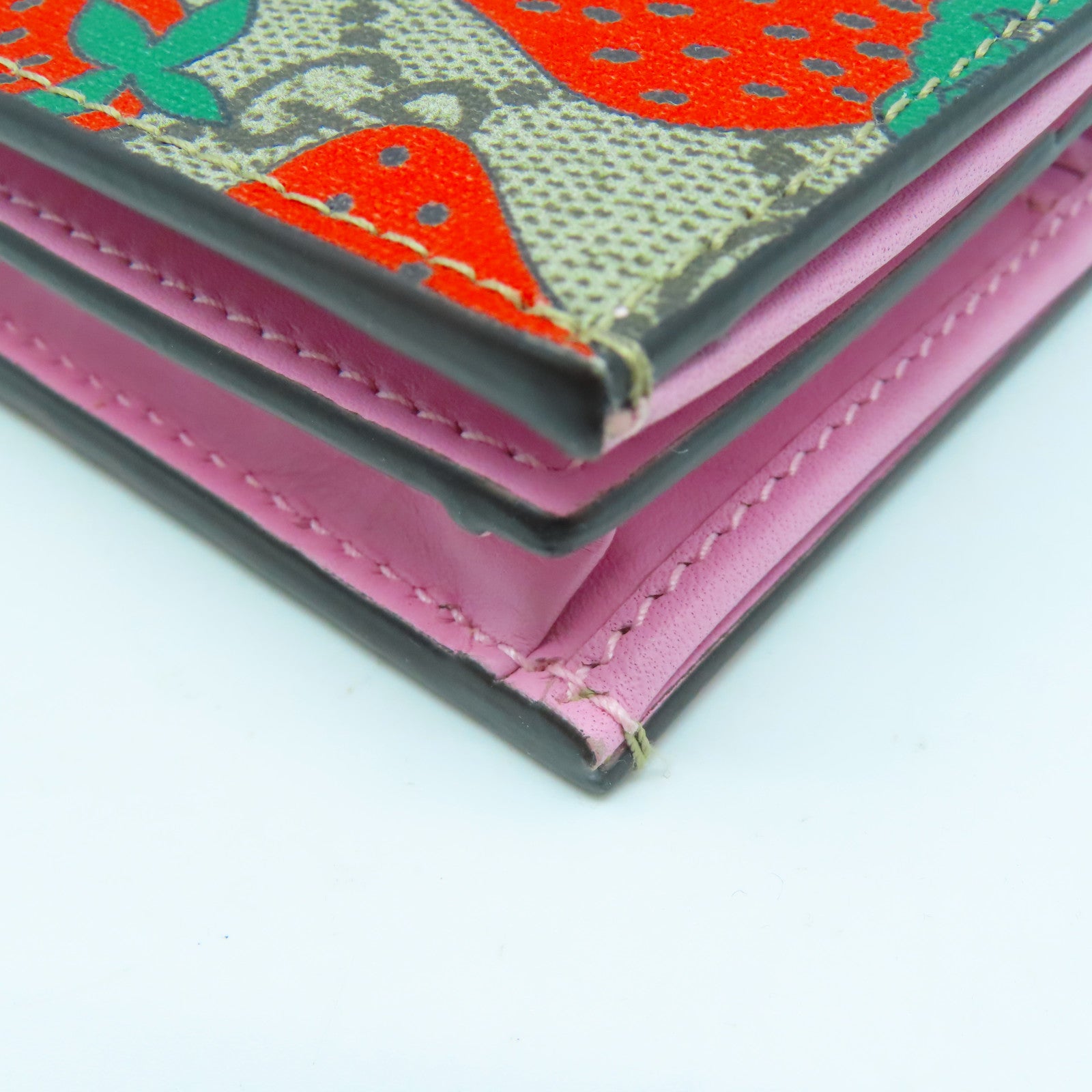 GUCCI 塗層帆布Wallet金扣錢包粉紅色/啡色