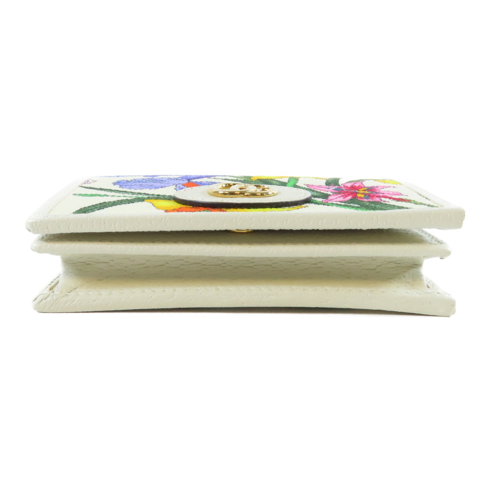 GUCCI 帆布/皮革GG Marmont Flora Wallet金扣錢包白色/彩色
