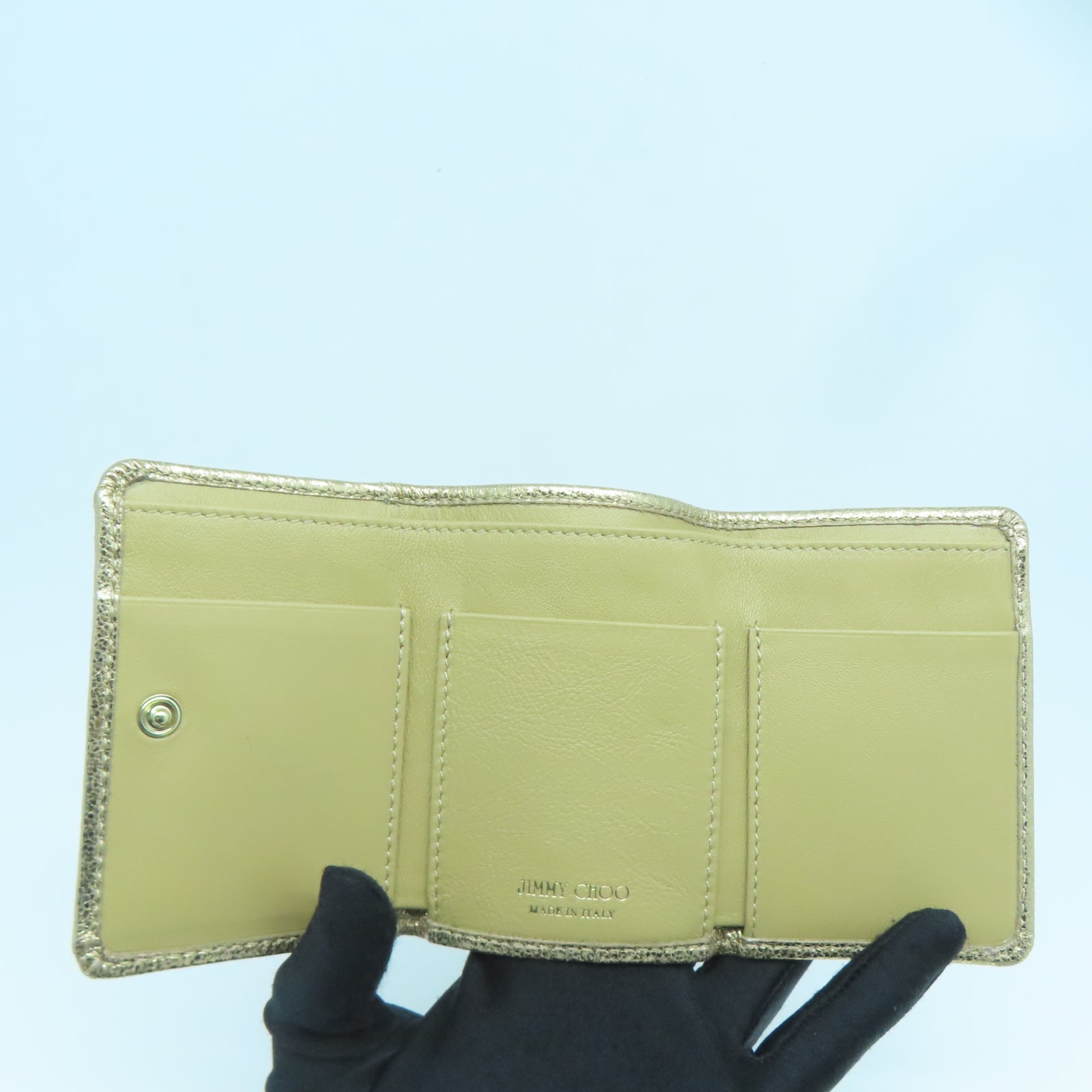 JIMMY CHOO 牛皮皮革Wallet金扣錢包金色