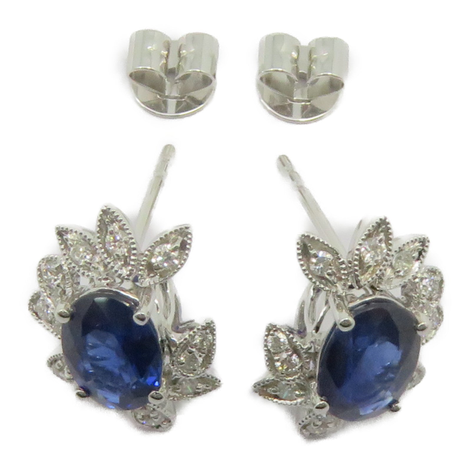 JEWELRY 【激減優惠】18K白金Sapphire Earrings 1.91ct藍寶石/0.192ct鑽石耳環