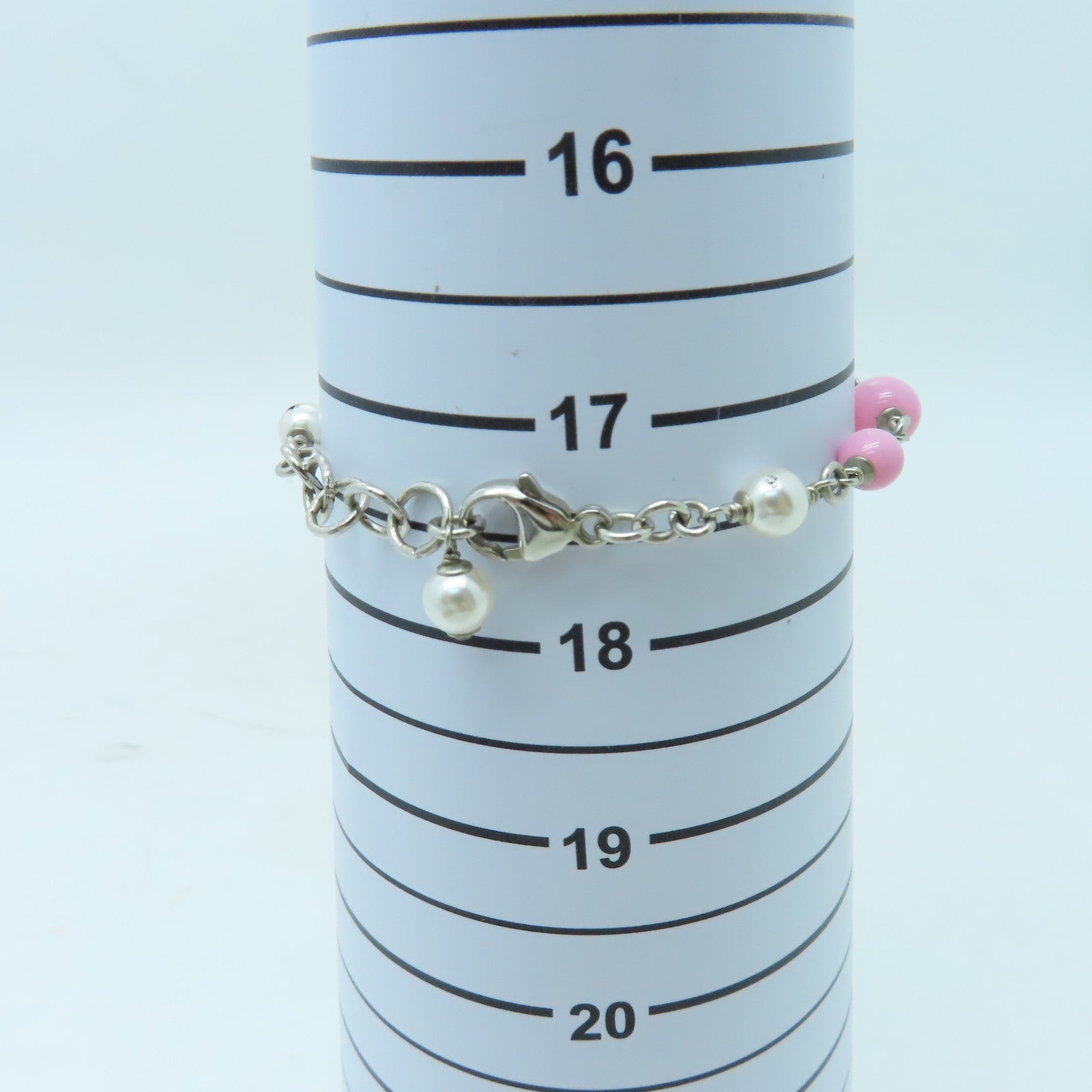 CHANEL 金屬Bracelet手鏈粉紅色/白色