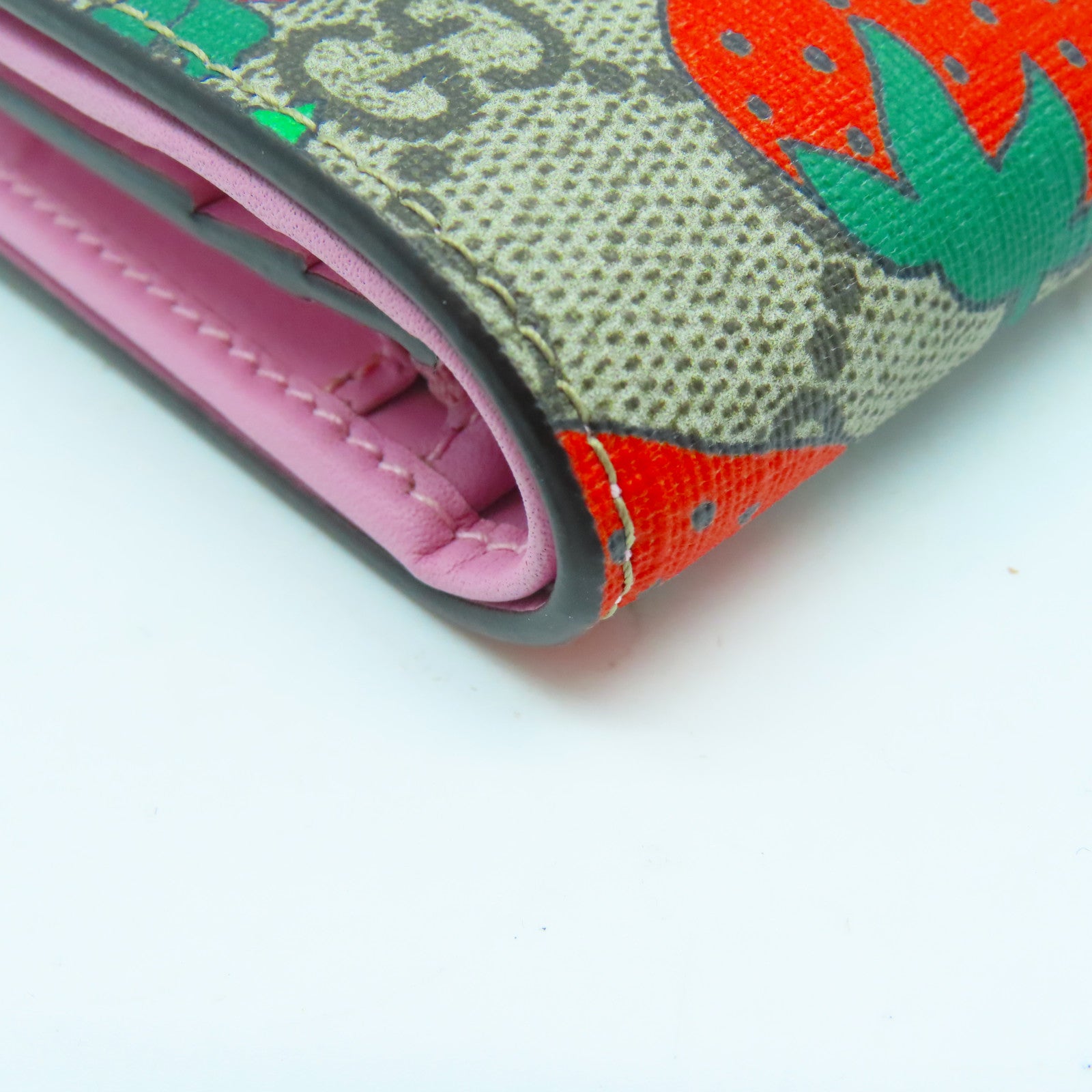 GUCCI 塗層帆布Wallet金扣錢包粉紅色/啡色