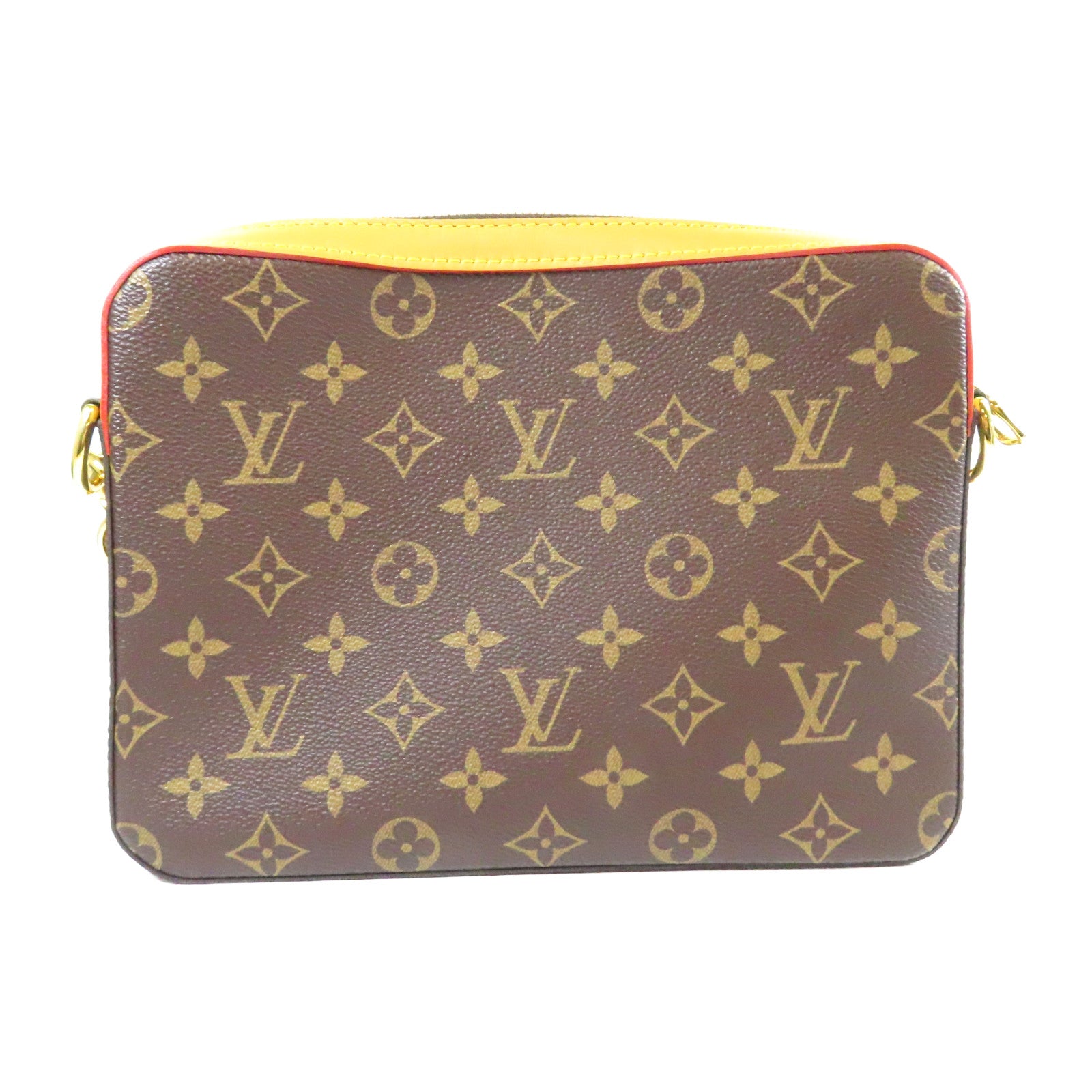 LOUIS VUITTON Monogram Nigo Trio Messenger金扣肩背袋啡色