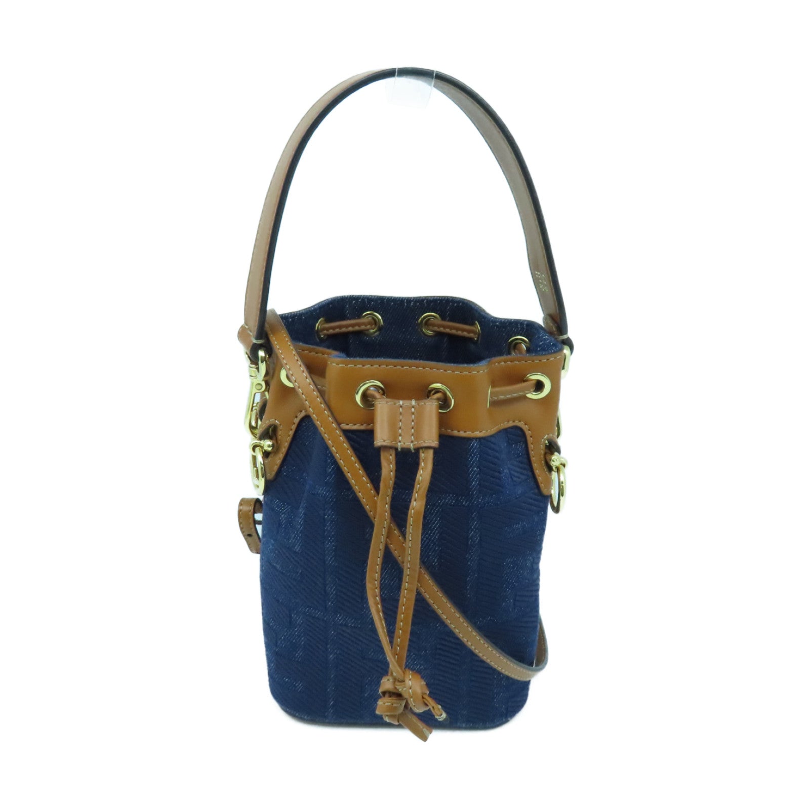 FENDI 帆布2way Shoulder Bag金扣手挽肩背兩用袋藍色