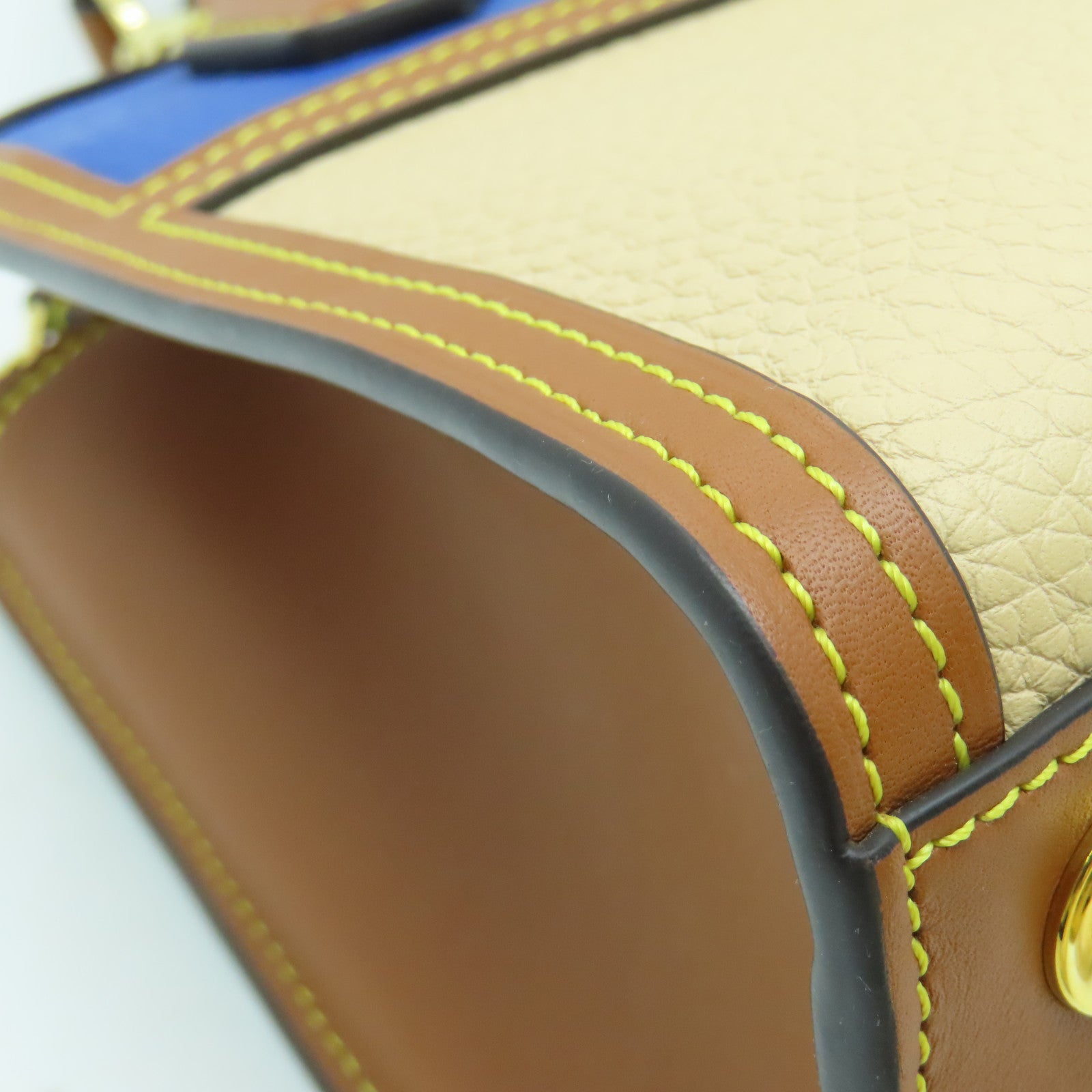 LOUIS VUITTON 牛皮皮革City Steamer Mini金扣手挽肩背两用袋啡色蓝色