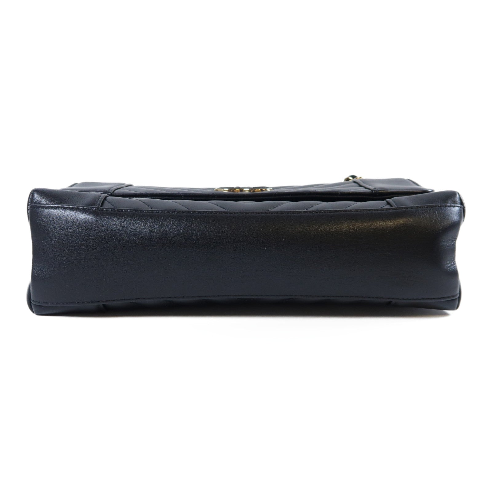 CHANEL 斜紋牛皮皮革Chain Shoulder Bag金扣鏈帶肩背袋黑色