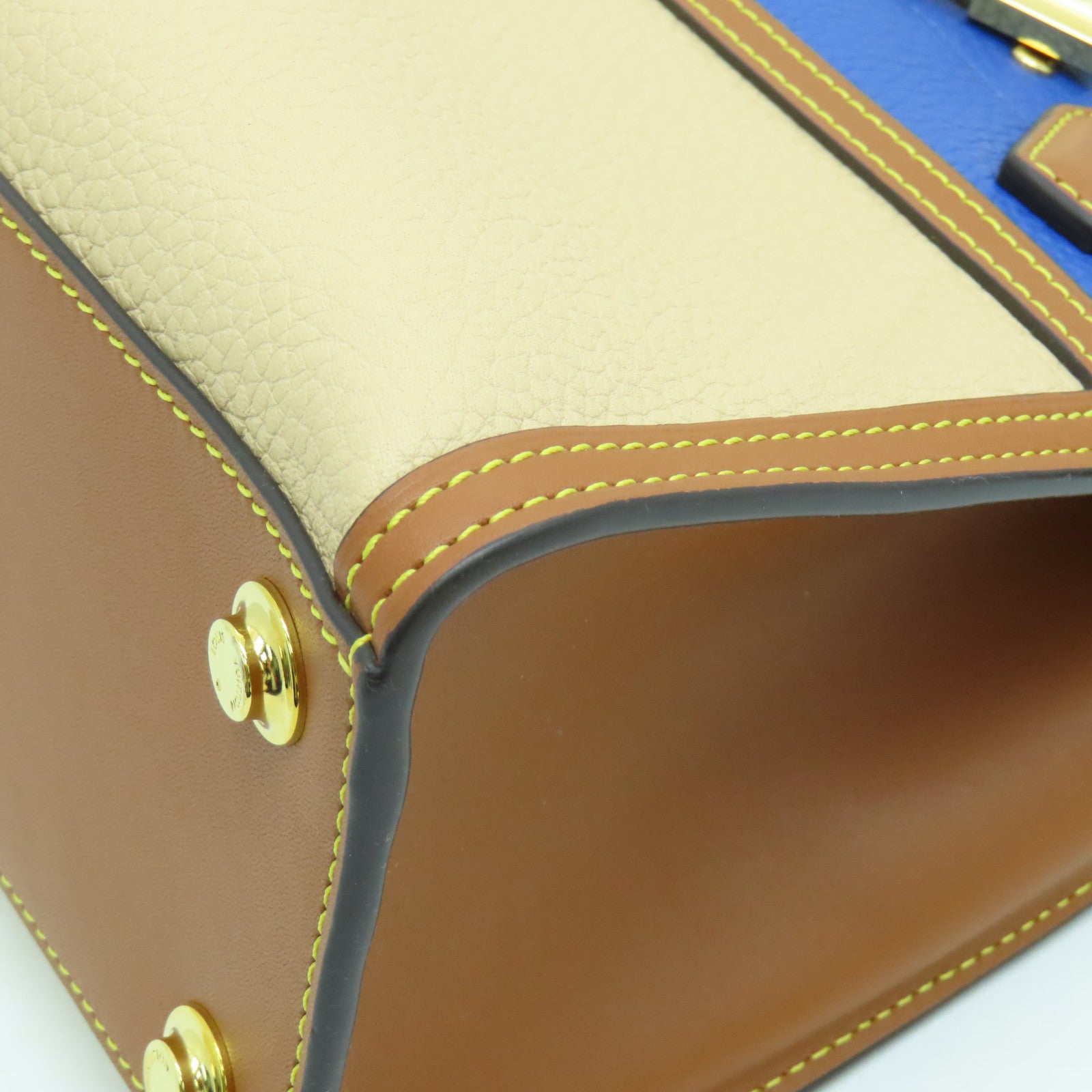 LOUIS VUITTON 牛皮皮革City Steamer Mini金扣手挽肩背两用袋啡色蓝色