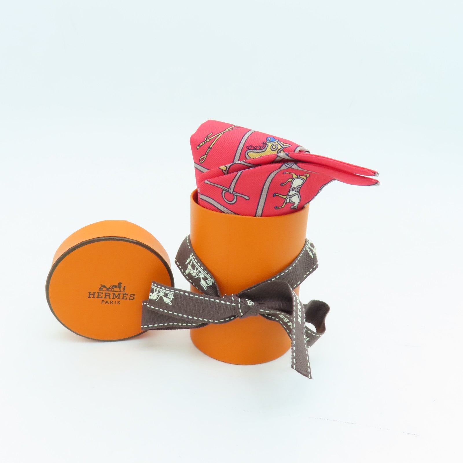 HERMES 【激減優惠】絲質Twilly絲巾紅色