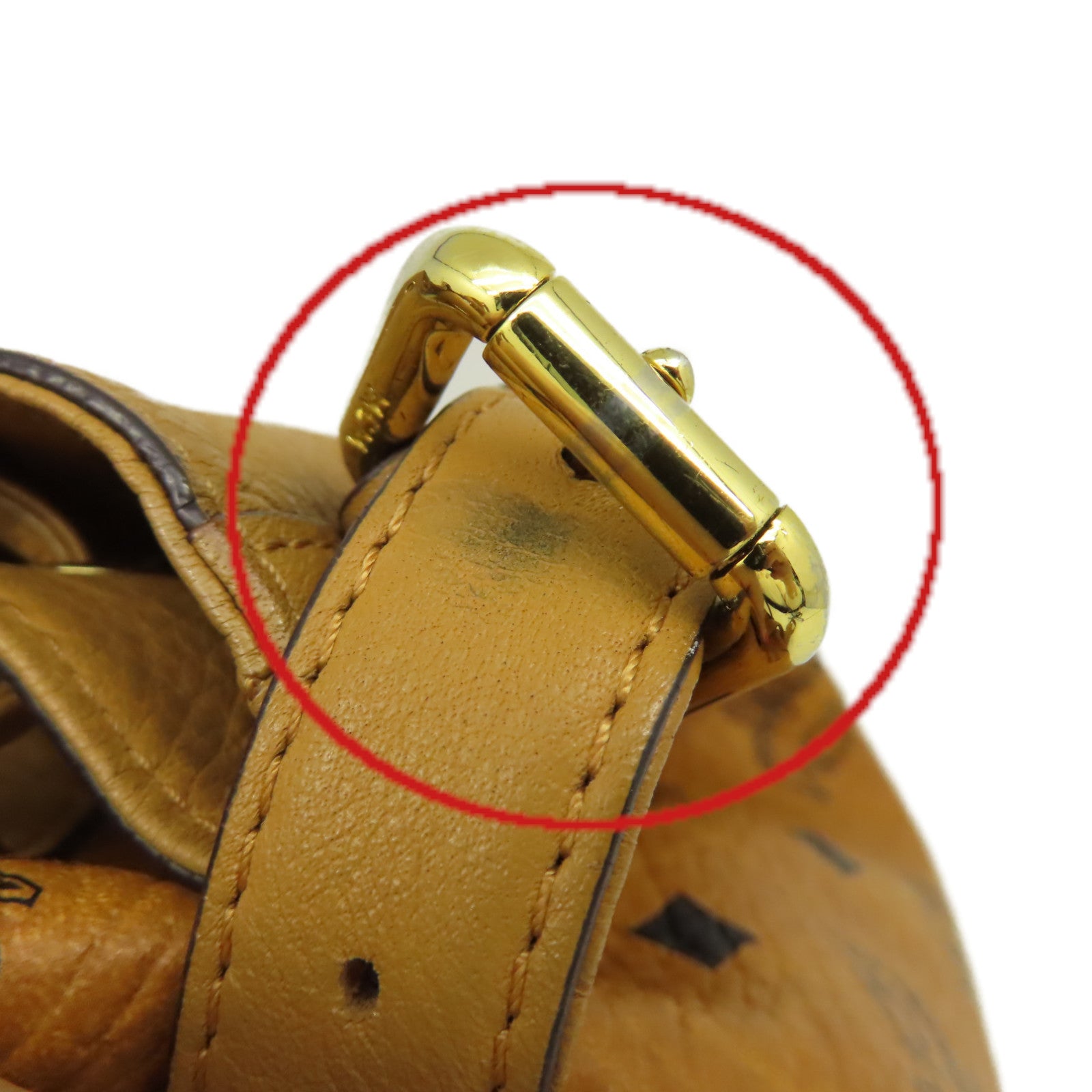 MCM 牛皮皮革Shoulder Bag金扣肩背袋啡色