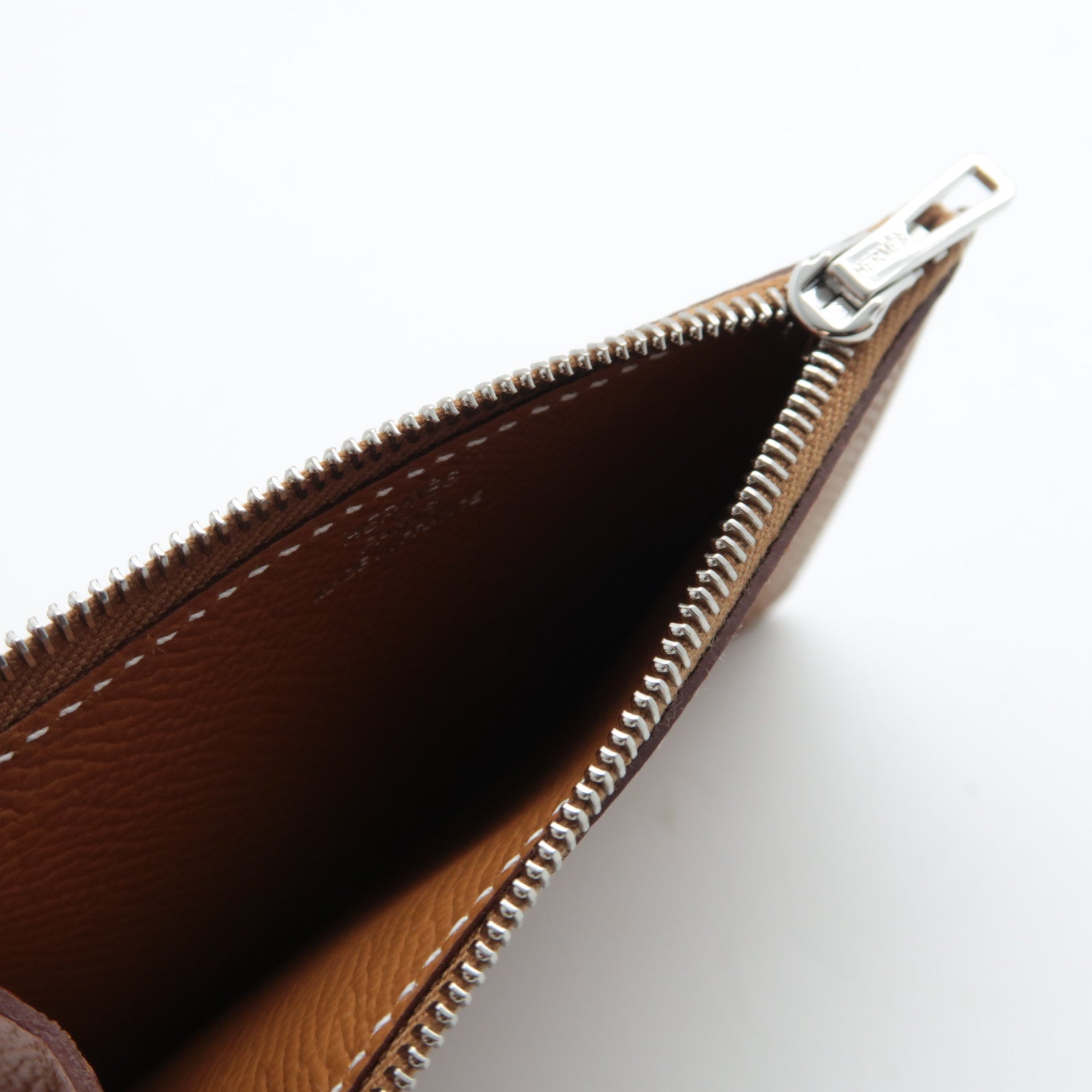 HERMES Epsom皮革Constance Slim銀扣錢包啡色