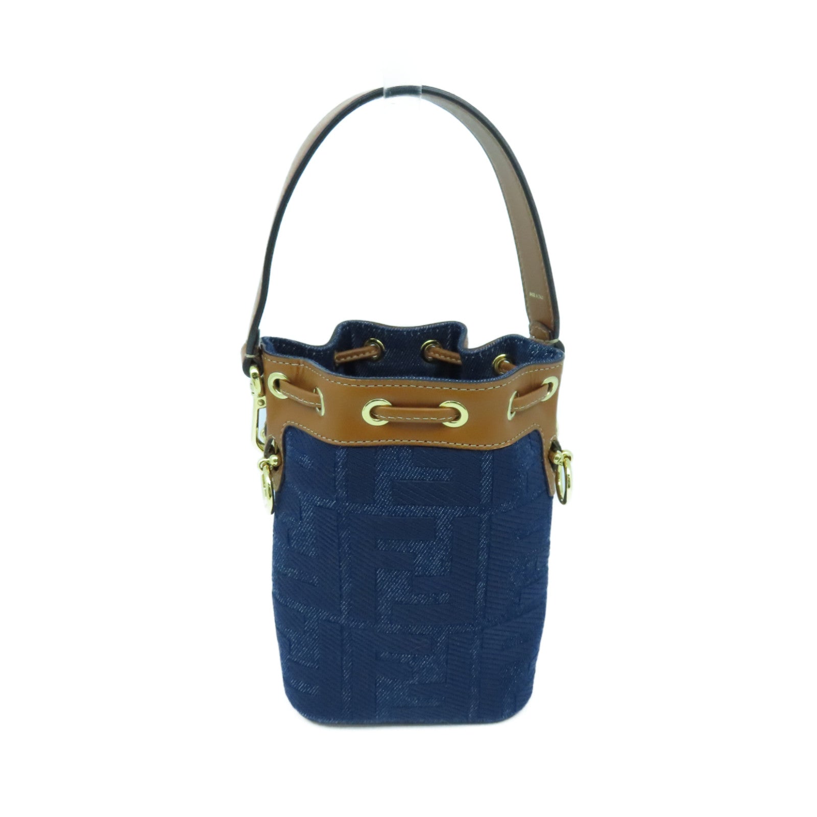 FENDI 帆布2way Shoulder Bag金扣手挽肩背兩用袋藍色