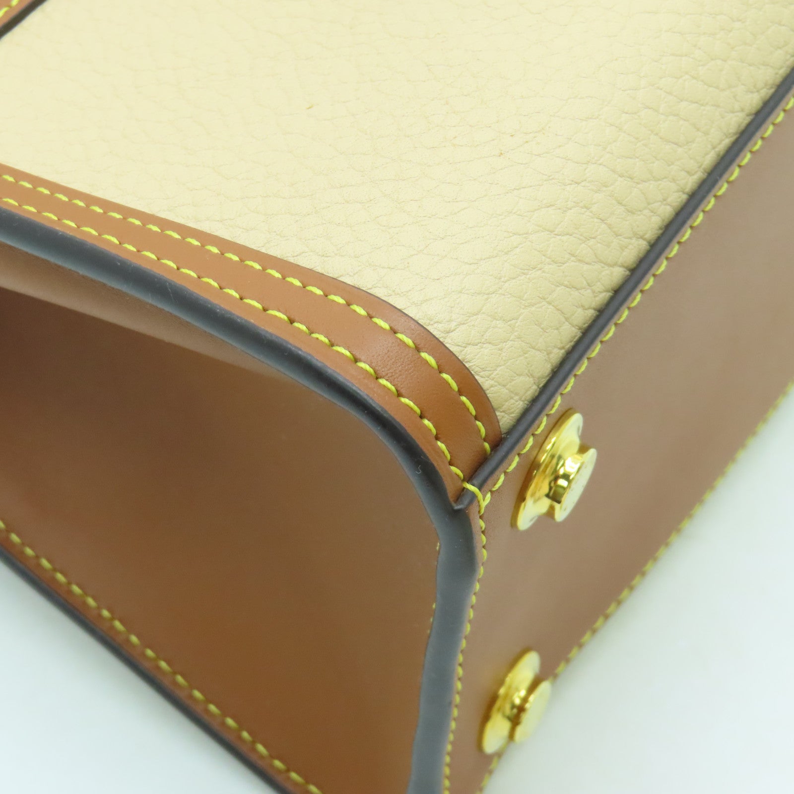 LOUIS VUITTON 牛皮皮革City Steamer Mini金扣手挽肩背两用袋啡色蓝色