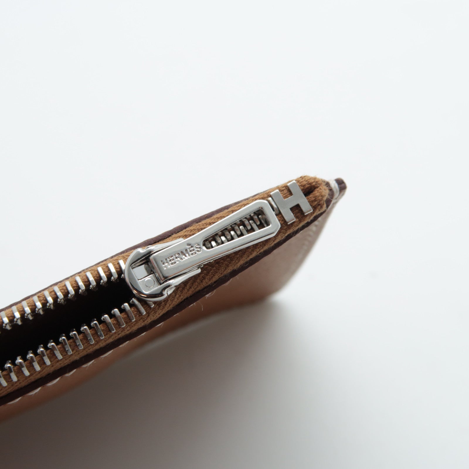 HERMES Epsom皮革Constance Slim銀扣錢包啡色