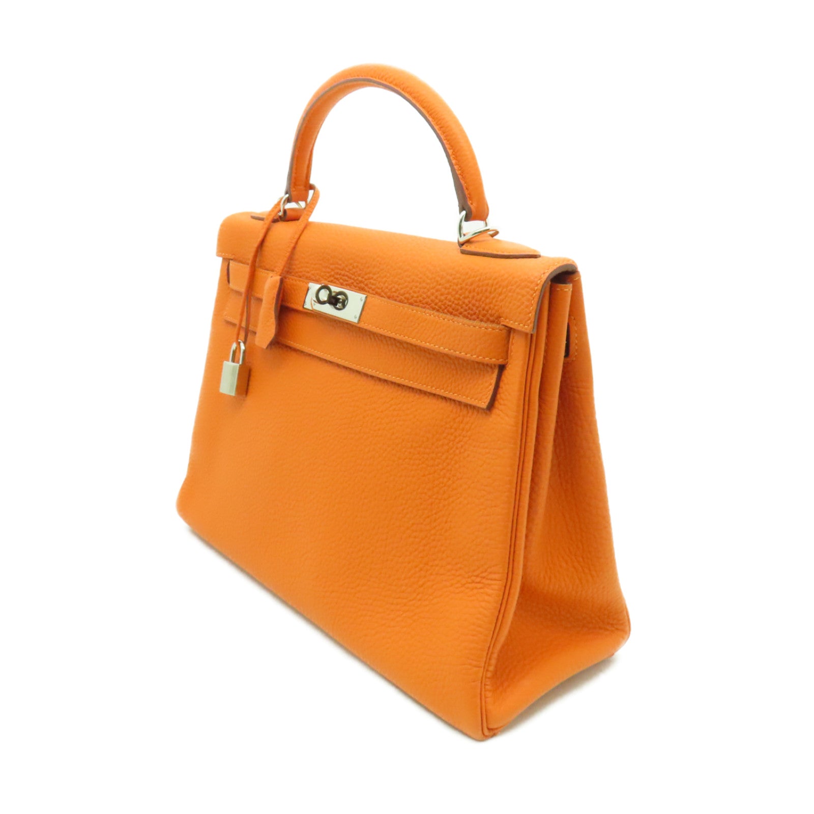 HERMES Togo皮革Kelly 32銀扣手挽肩背兩用袋橙色
