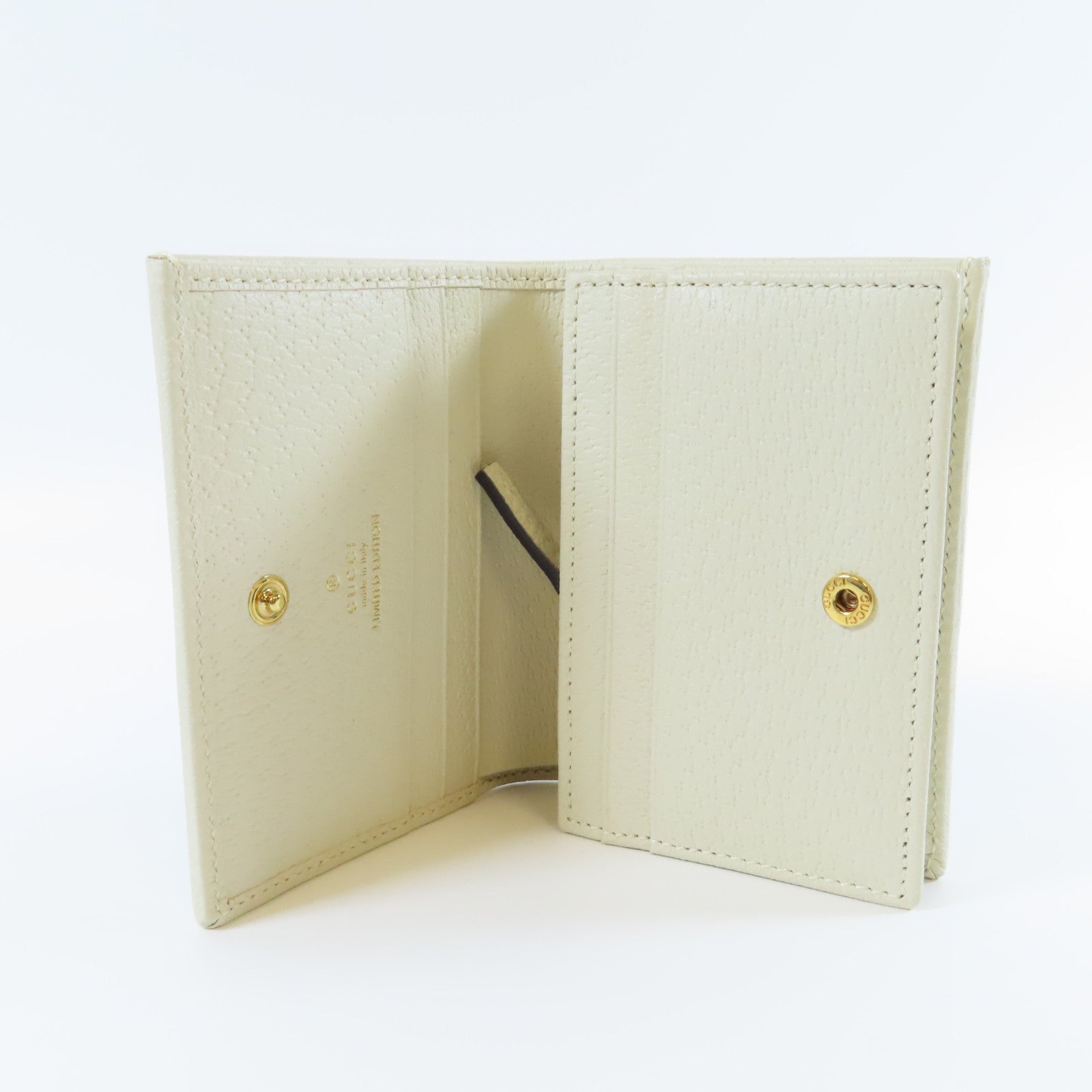 GUCCI 帆布/皮革GG Marmont Flora Wallet金扣錢包白色/彩色